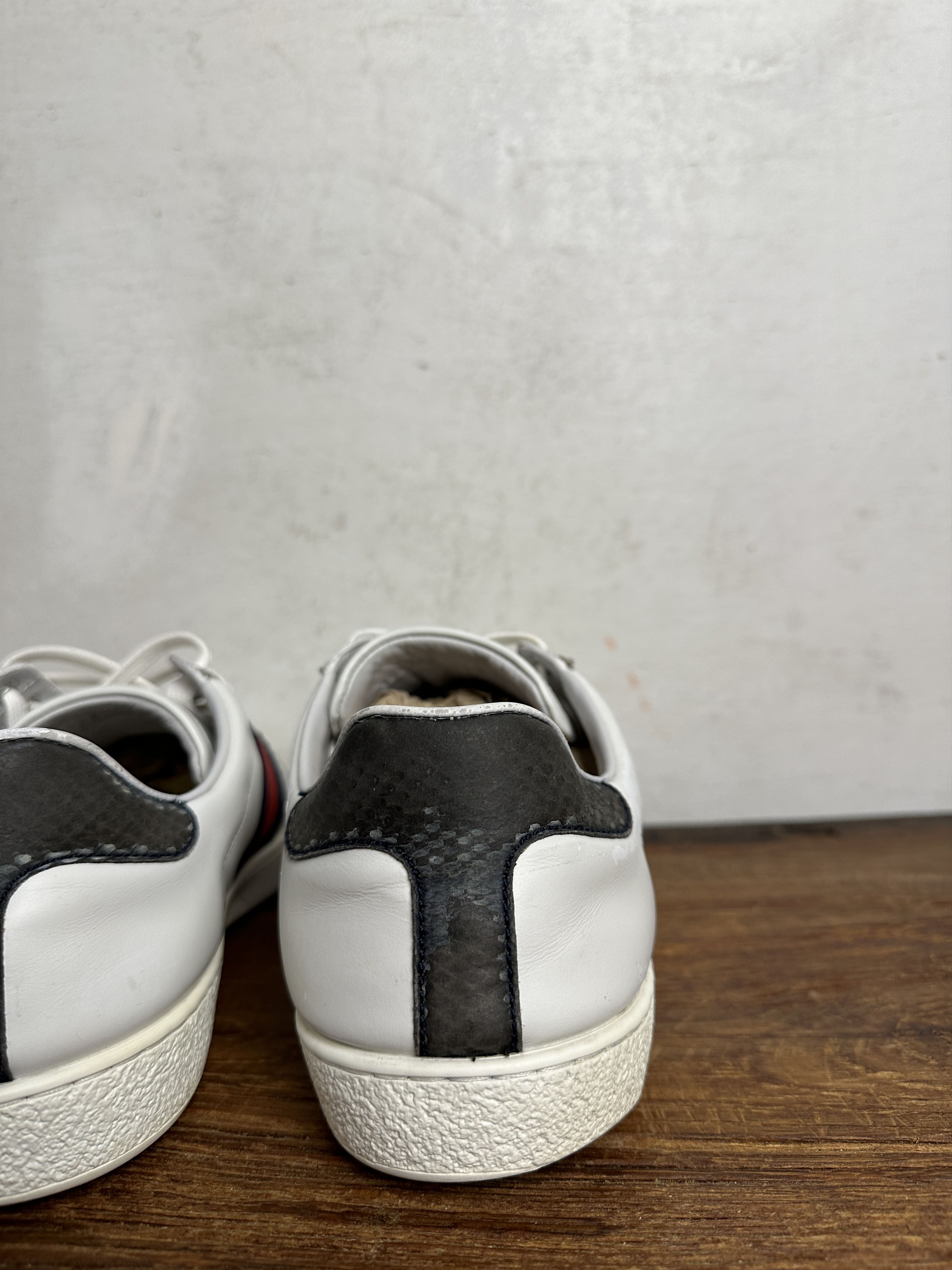 Gucci Gucci Ace Leather Sneaker White Navy Size US 9.5 / EU 42-43 - 7 Thumbnail