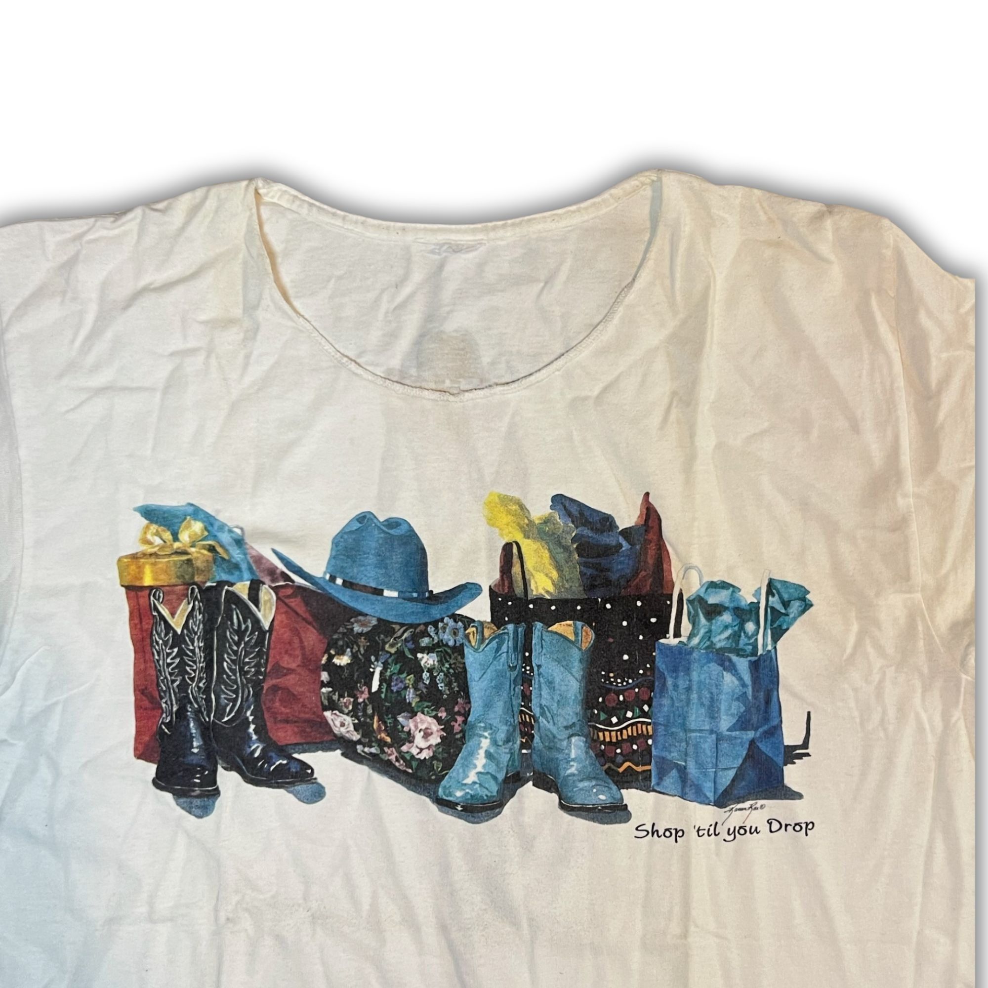 Other White Graphic T-Shirt Denim & Diamonds NYC "Shop Till You Dr Size US L / EU 52-54 / 3 - 4 Thumbnail