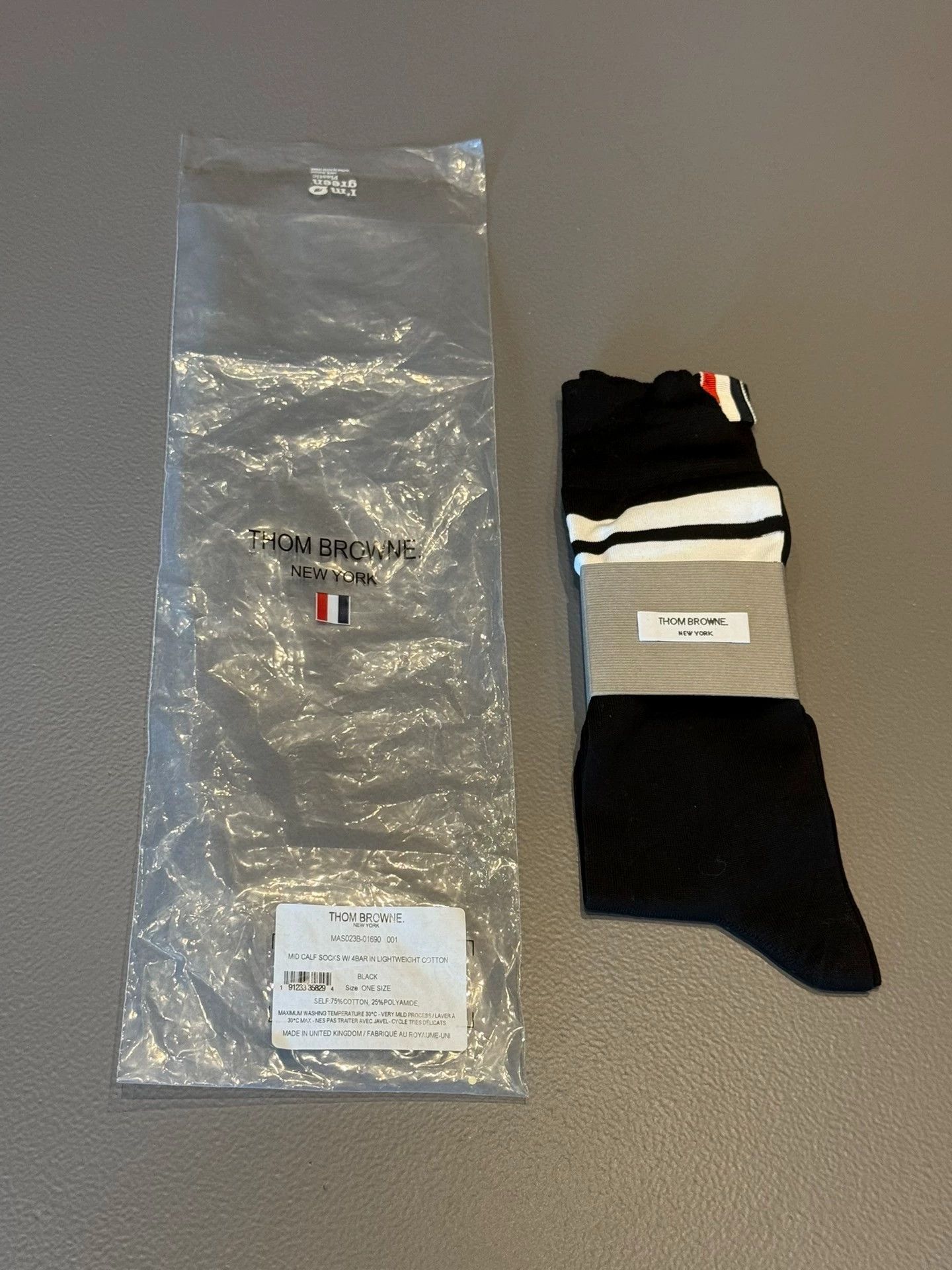 Thom Browne Thom Browne Men's Classic 4-Bar Mid-Calf Socks Black Size ONE SIZE - 1 Thumbnail