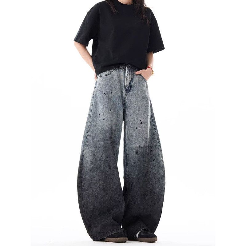 Japanese Brand × Jean Retro wide leg high street splashed ink jeans Size US 32 / EU 48 - 4 Thumbnail