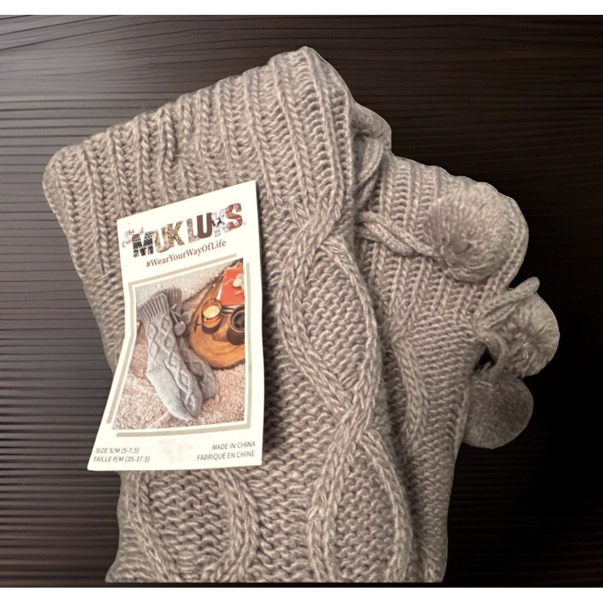Other MUK LUKS Knit Slipper Socks Pom Pom S/M NWT Size ONE SIZE - 3 Thumbnail