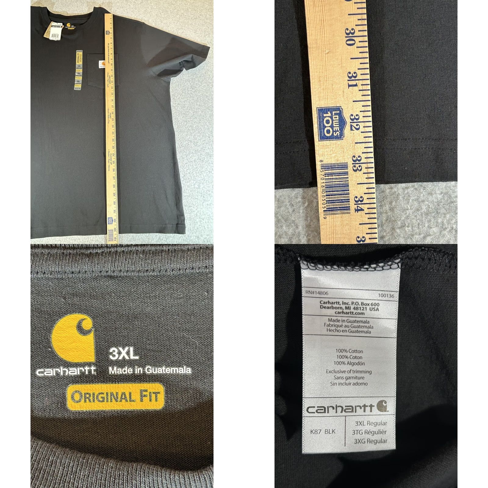 Carhartt Carhartt Mens K87 Shirt 3XL Black Short Sleeve Pocket Original Fit Workwear Crew Neck (Jersey) Mens Size US XXL / EU 58 / 5 - 8 Thumbnail