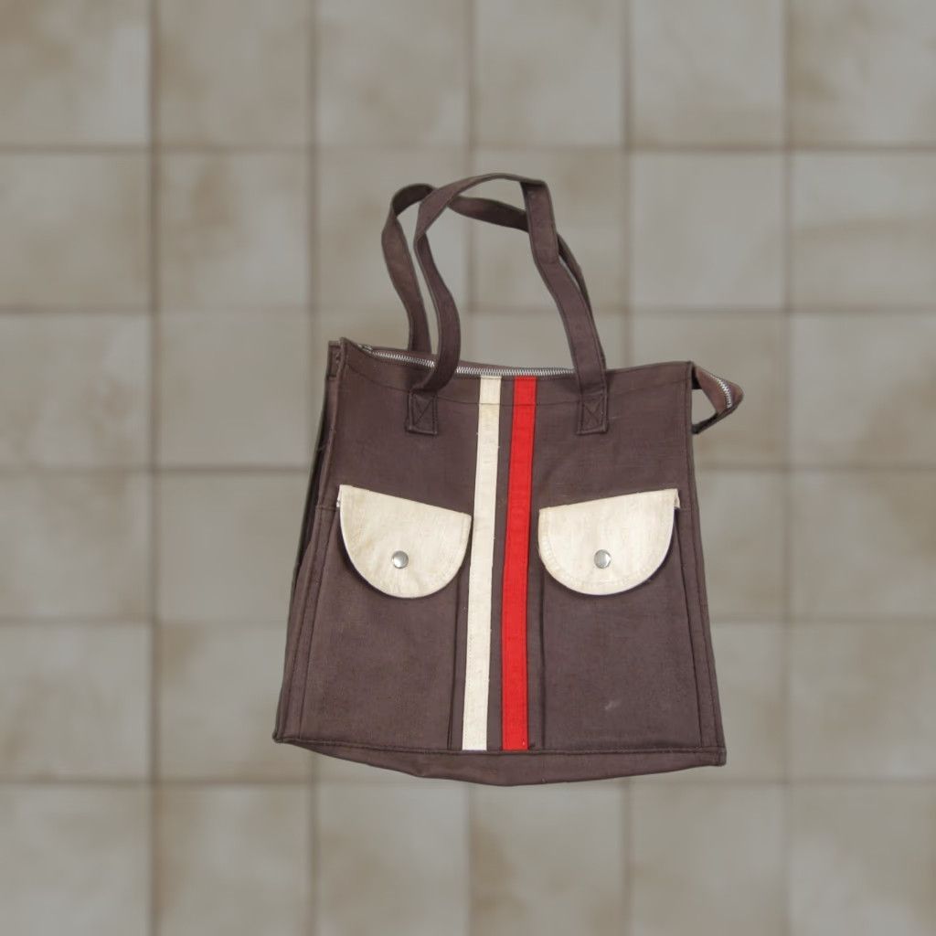 Vintage VINTAGE Interpur Tote Bag Womens Brown Red Canvas Striped 60s 70s Tote Bag Womens Brown Red Canvas Striped 60s 70s Size ONE SIZE - 1 Thumbnail
