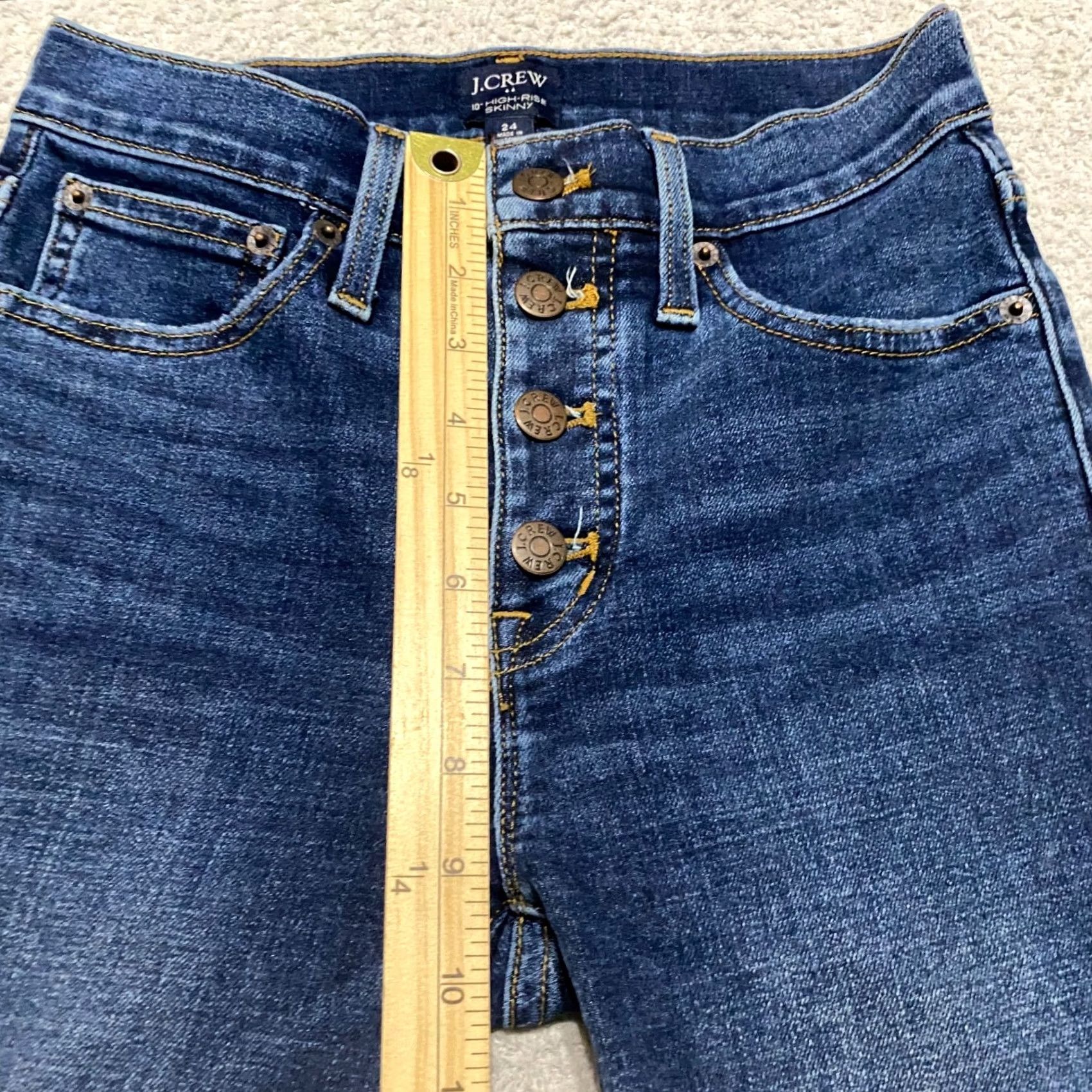J.Crew J.CREW Jeans Womens 24 Blue Denim Dark Wash High Rise Skinny Raw Hem Shirt Moms? Size 42" / US 20 - 7 Thumbnail