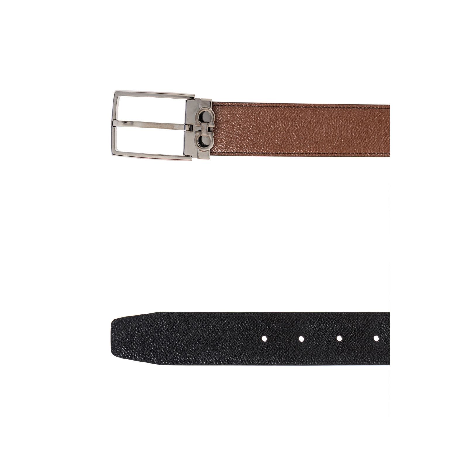 Salvatore Ferragamo FERRAGAMO Brown Double Adjustable Double-Sided Strap Belt Ne Size ONE SIZE - 3 Thumbnail