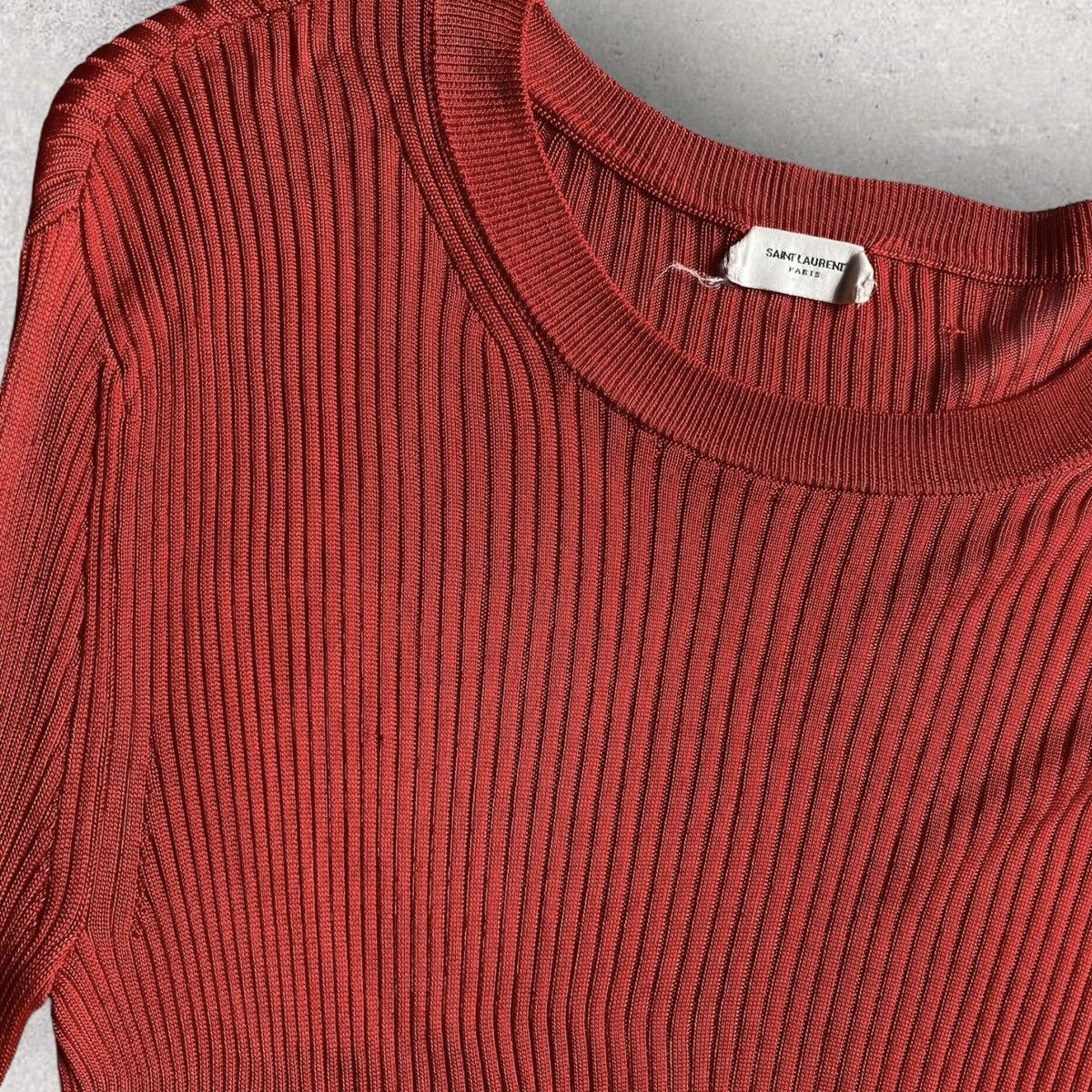 Saint Laurent Paris SLP Red Ribbed L/S Size M / US 6-8 / IT 42-44 - 3 Thumbnail