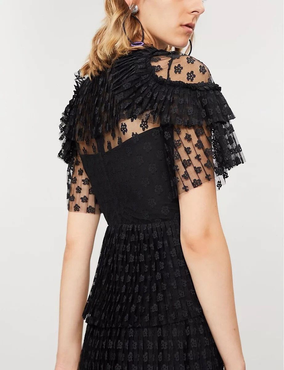 Designer × Sandro Sandro Floral-lace tiered dress Black Size XS / US 0-2 / IT 36-38 - 4 Thumbnail