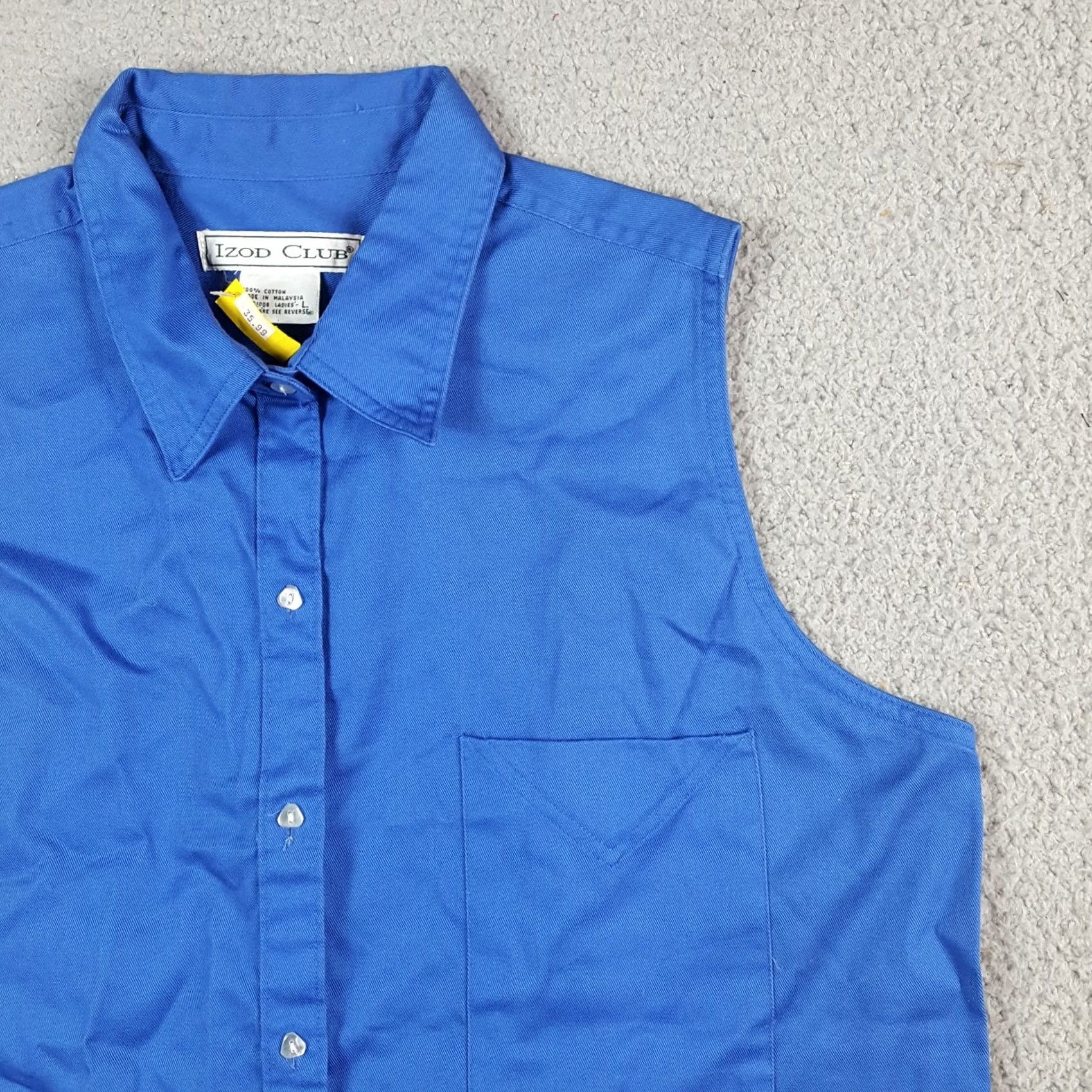 Izod VINTAGE IZOD Royal Blue Sleeveless Button-Up Collared Shirt Size L Women’s Western Shirt Size L / US 10 / IT 46 - 3 Thumbnail