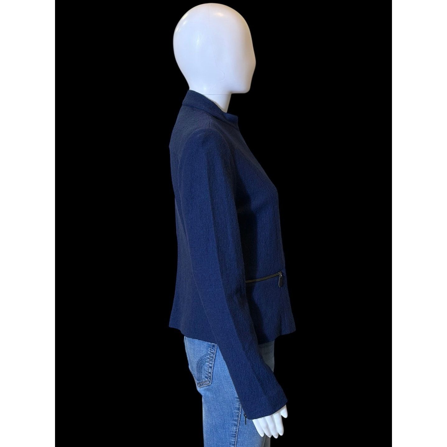 Talbots Talbots Coat Jacket Navy Blue Wool Blend Full Zip Pockets Size M / US 6-8 / IT 42-44 - 3 Thumbnail