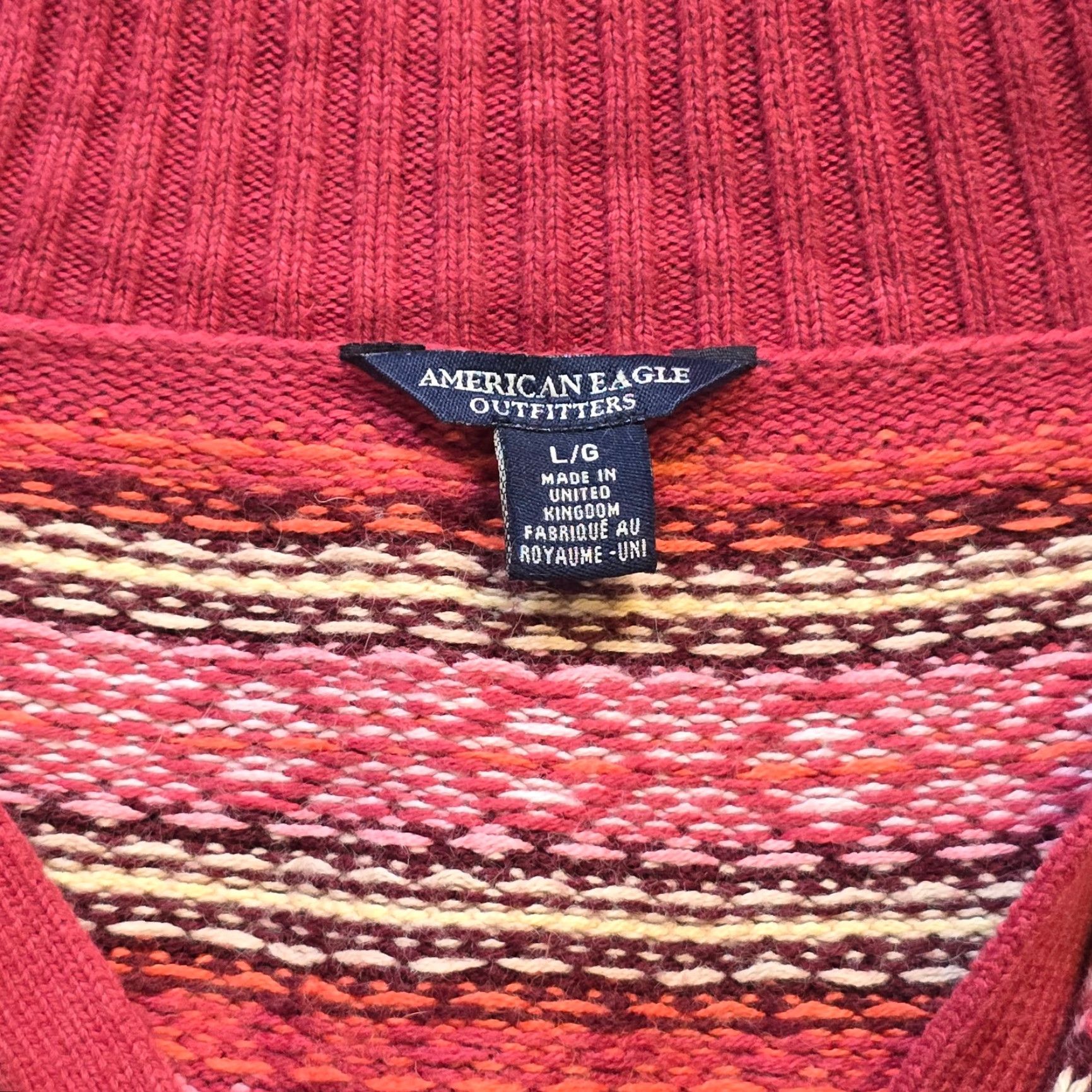 American Eagle Outfitters VINTAGE American Eagle Outfitters Sweater Womens Large Red Angora Rabbit Knit Fair Isle Casual Size L / US 10 / IT 46 - 3 Thumbnail