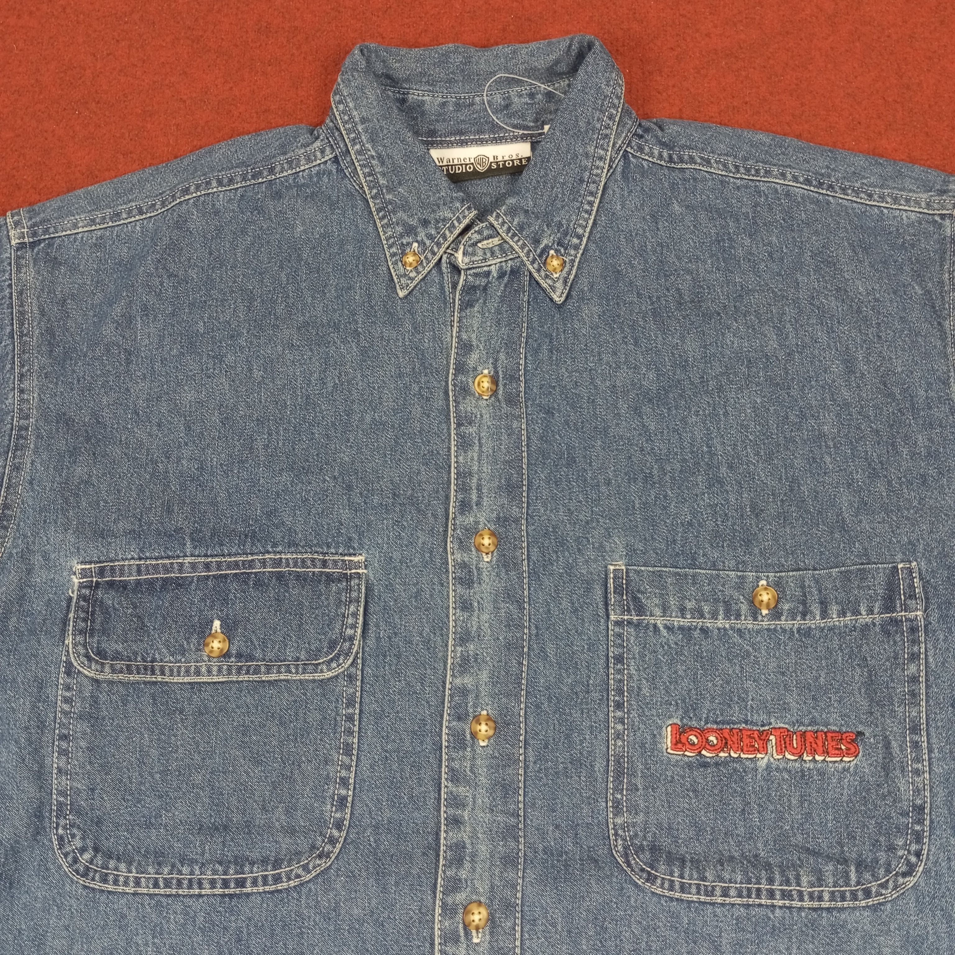 Cartoon Network × Vintage × Warner Bros Looney Tunes Warner Bros Characters Design Denim Shirt Size US S / EU 44-46 / 1 - 4 Thumbnail