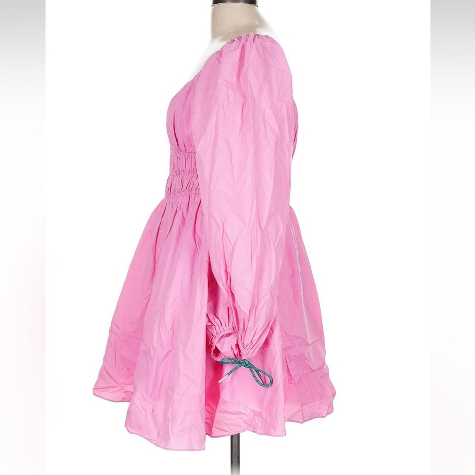 Staud STAUD Bow Mini Dress - Size Large - Bubblegum Pink Size L / US 10 / IT 46 - 9 Thumbnail