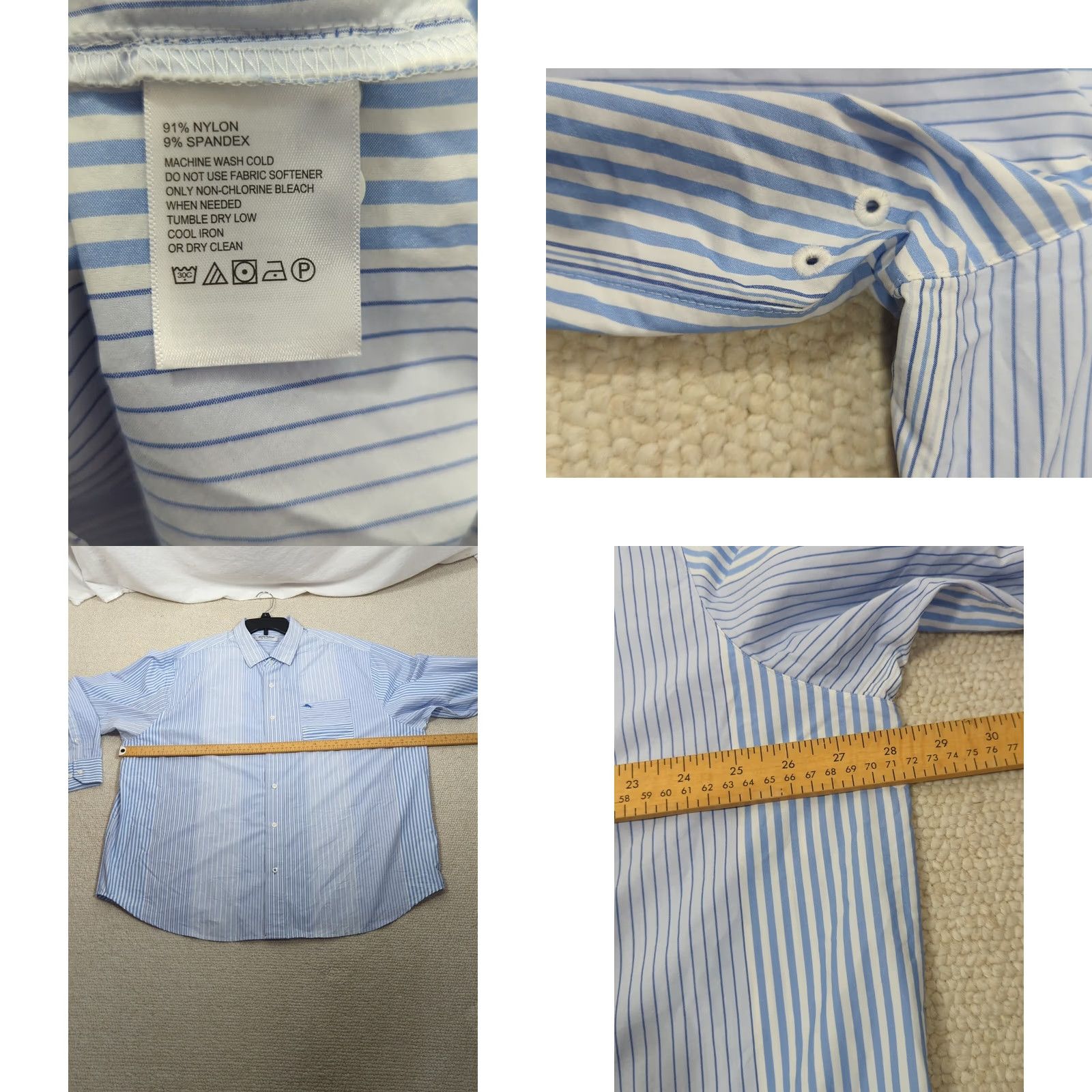 Tommy Bahama Tommy Bahama Button-Up Shirt Siesta Key Blue Stripe 2XLB UPF 30 Big & Tall Jerseyn nylon Spandex Long Sleeve Casual Shirt Mens Hawaiian Summer Size US XXL / EU 58 / 5 - 8 Thumbnail