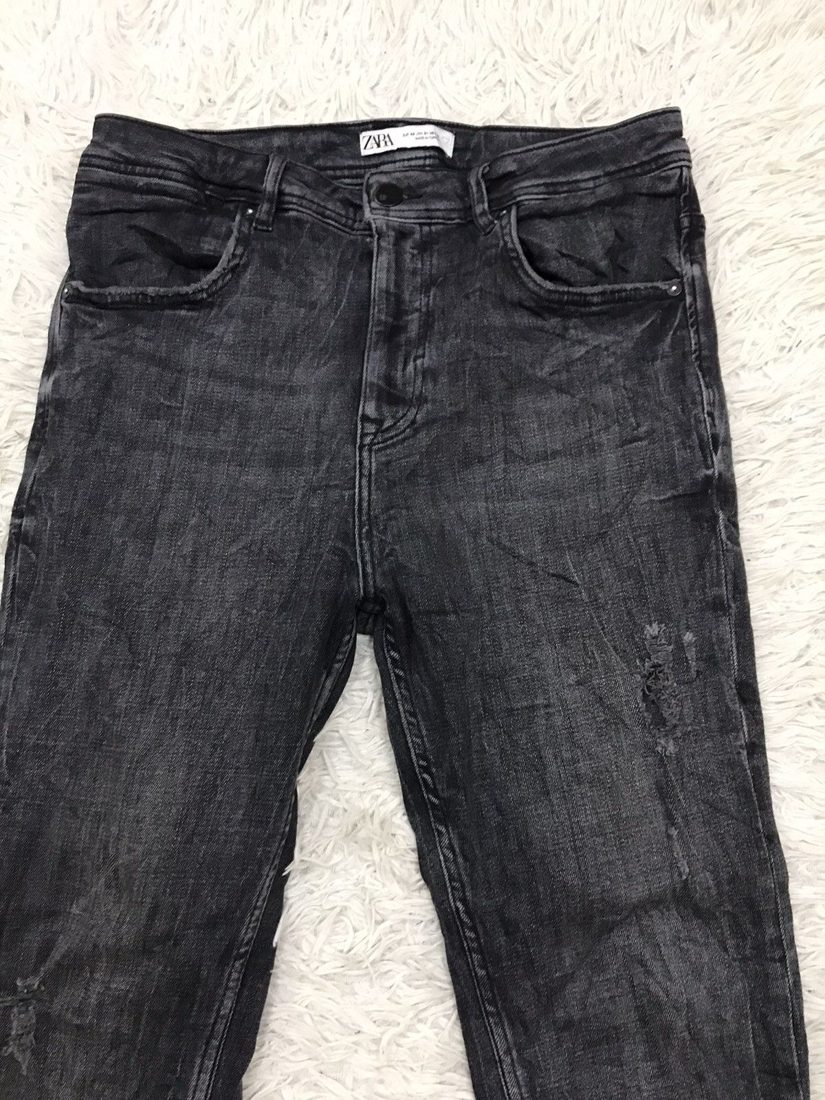 Japanese Brand Zara Man Denim Wear Skinny Fit Distressed Jeans Size US 29 - 3 Thumbnail