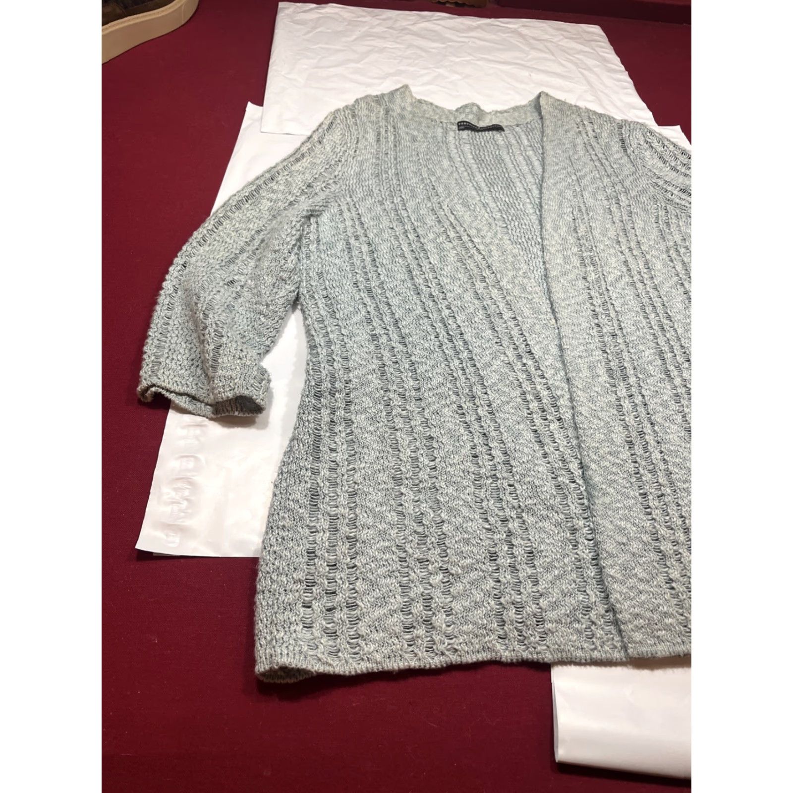 Vintage Peruvian Connection Light Blue Open Front Cardigan Sweater Pima Cotton Womens LG Size L / US 10 / IT 46 - 2 Thumbnail