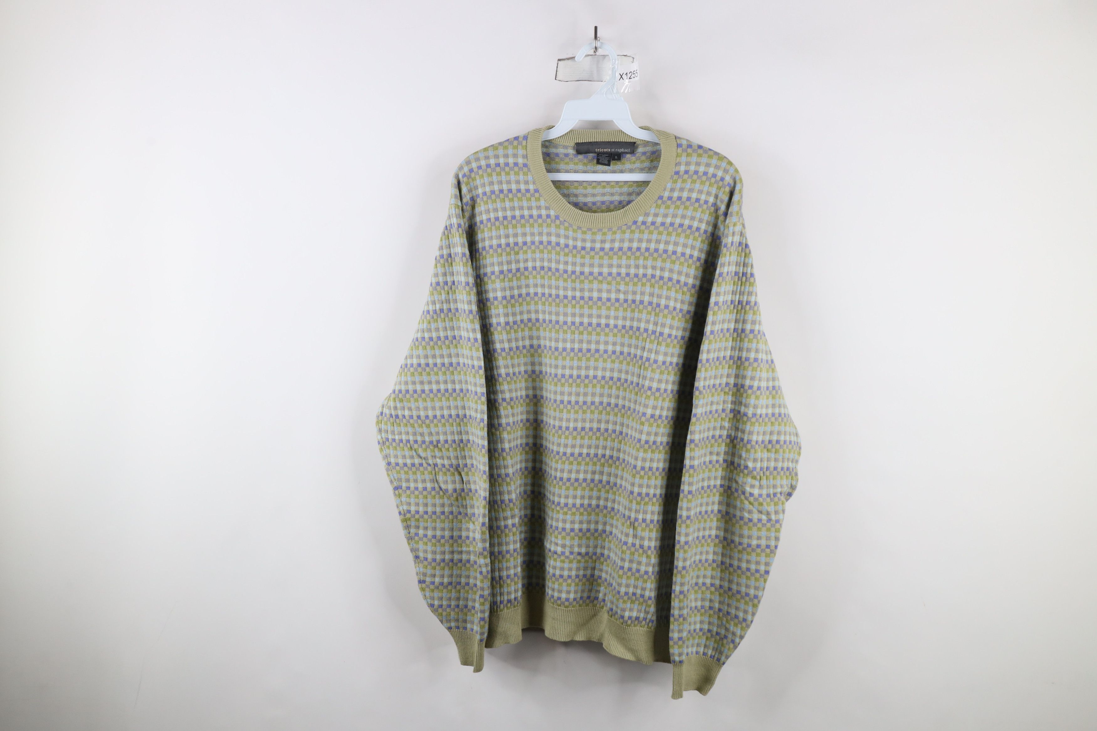 Vintage Vintage 90s Streetwear Checkered Knit Crewneck Sweater Size US L / EU 52-54 / 3 - 1 Thumbnail