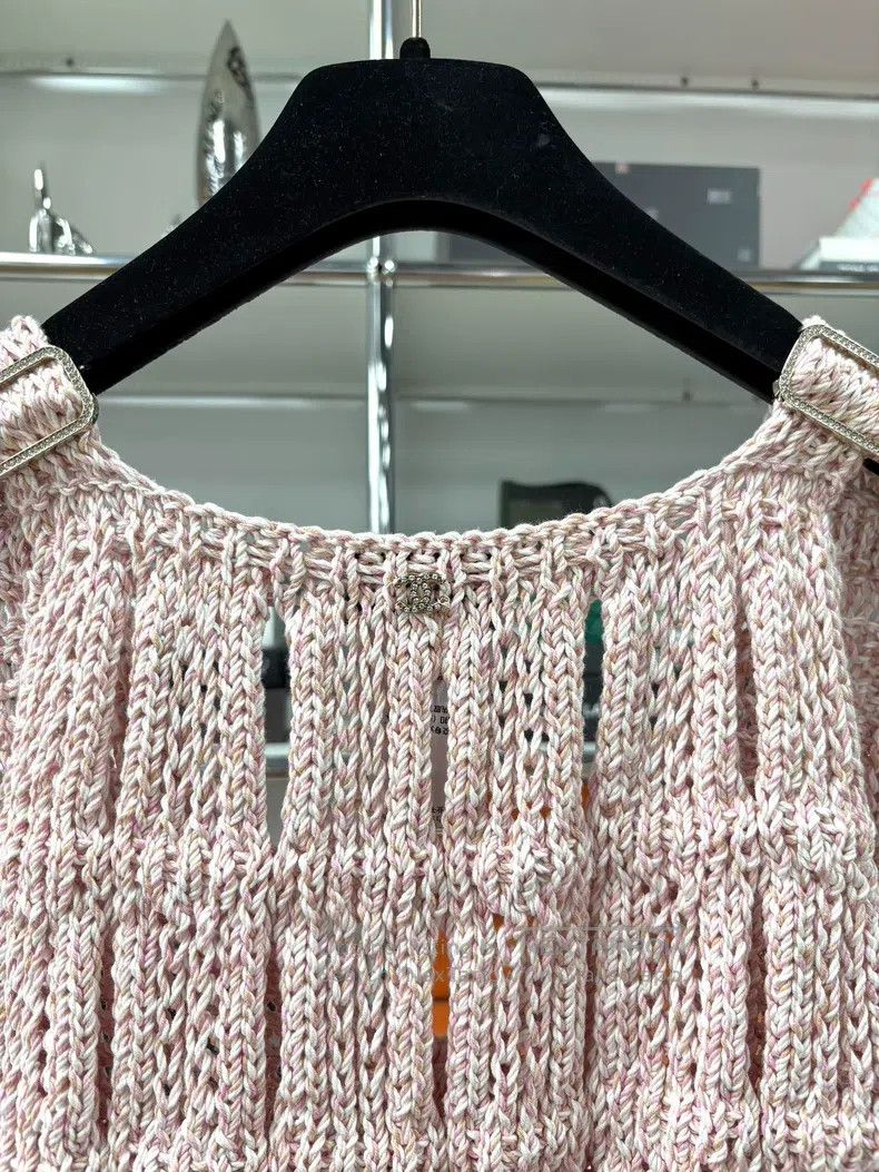 Chanel Chanel 25s pink hollow knitted bow belt dress Size XXS / US 00 / IT 34 - 4 Thumbnail