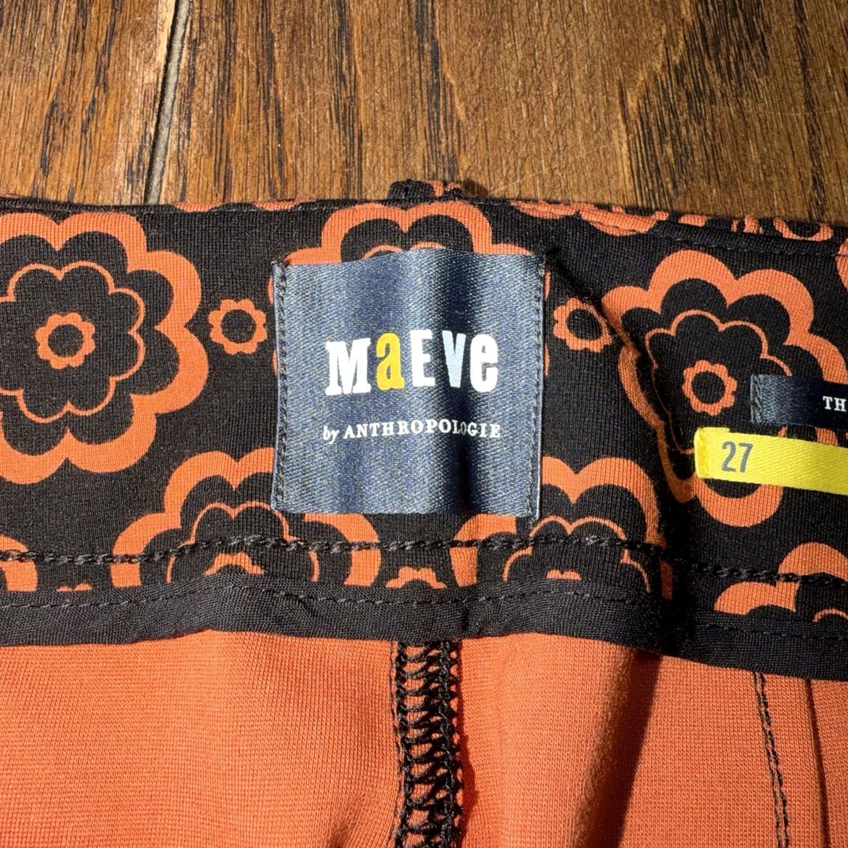Anthropologie VINTAGE Anthropologie Maeve The Colette Pants Wide-Leg Black Orange Motif Size 27 New Size 27" / US 4 / IT 40 - 7 Thumbnail