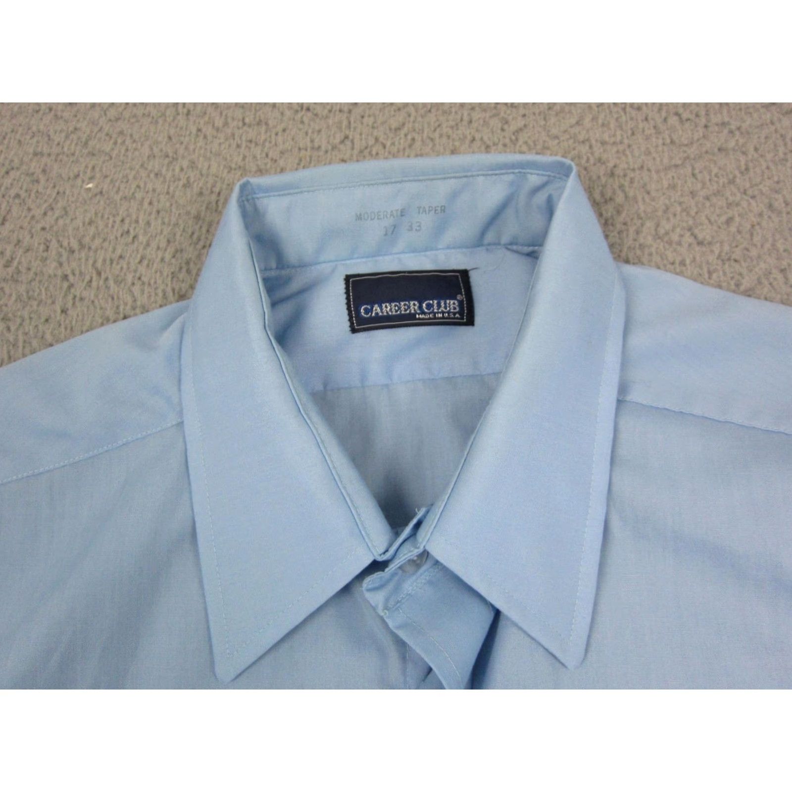 Vintage Career Club Shirt Mens XL Blue 60s 70s Vintage Button-Up Collared Long Sleeve Polyester Cotton Classic Fit, 17 XL Size US XL / EU 56 / 4 - 3 Thumbnail