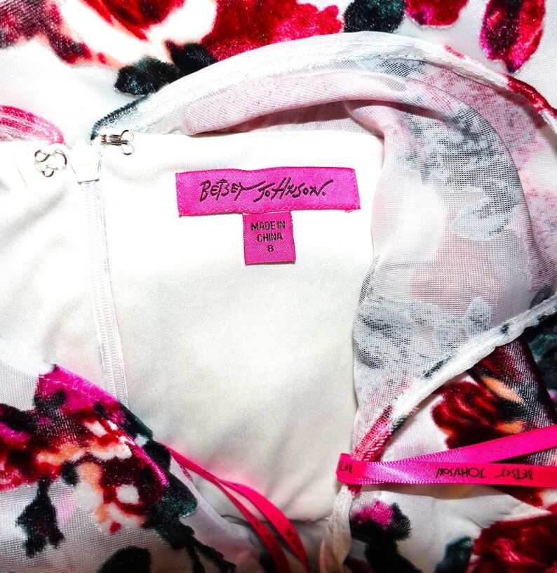 Betsey Johnson Betsey Johnson White Floral Velvet Applique Dress 8 Size M / US 6-8 / IT 42-44 - 7 Thumbnail