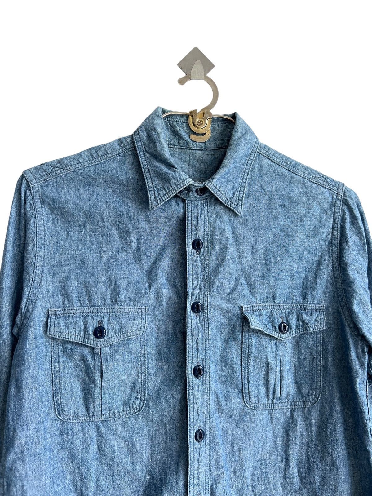 Buzz Rickson's Vintage 1960s Cat Eye Button Gussets Selvaged Chambray Shirt Size US S / EU 44-46 / 1 - 4 Thumbnail