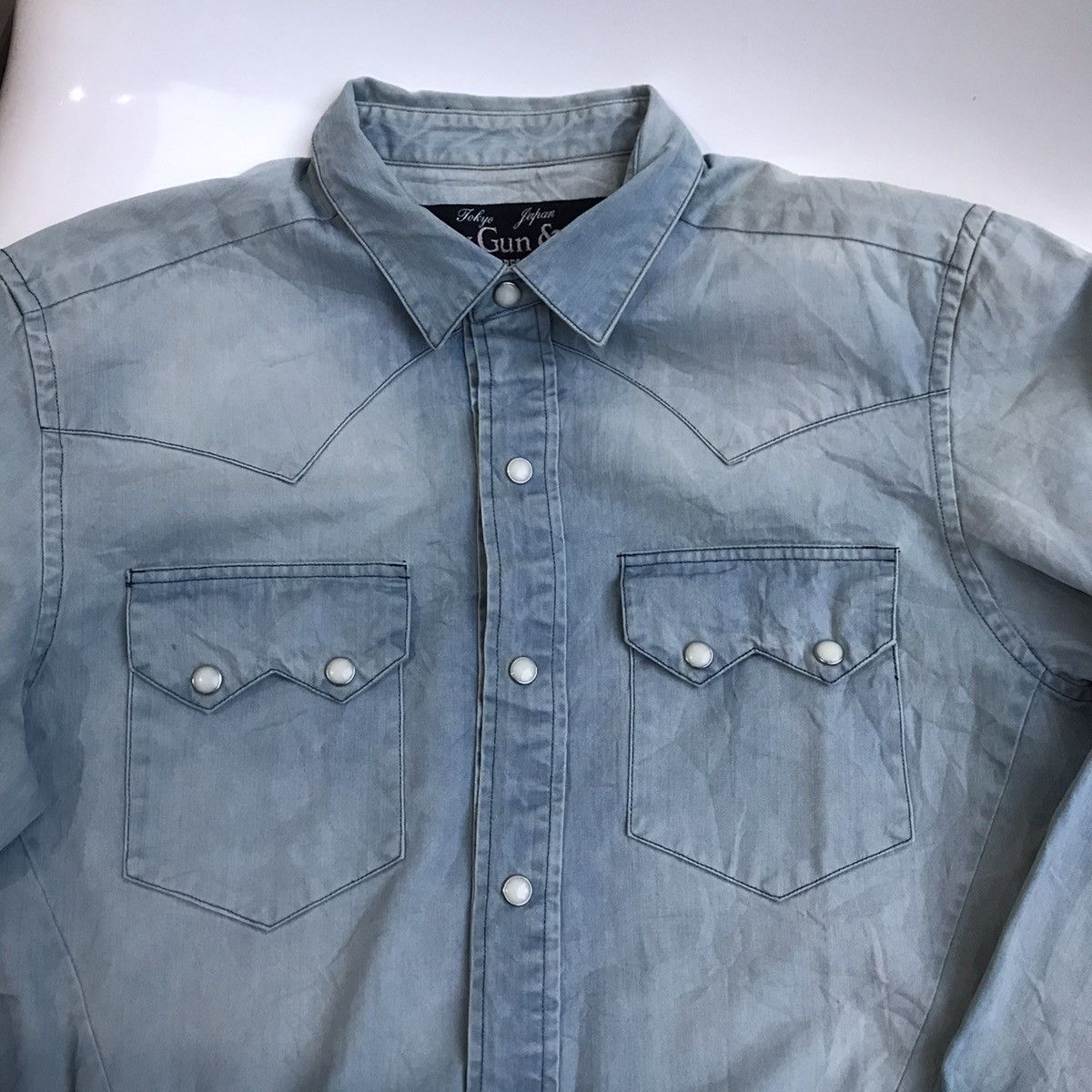 Cowboy Equipment × If Six Was Nine × Japanese Brand Vintage Slowgun Japan Ranchwear Cowboy Shirt Size M denim Size US S / EU 44-46 / 1 - 9 Thumbnail