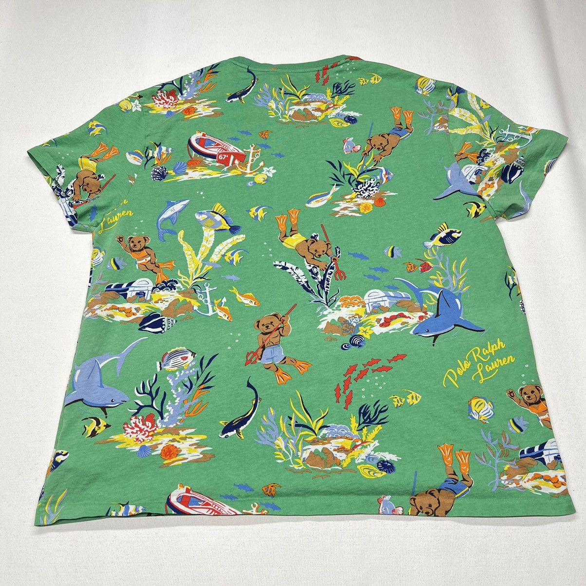 Polo Ralph Lauren Polo Ralph Lauren Tee Shirt Green Underwater Bear Fish Size US XXL / EU 58 / 5 - 13 Thumbnail