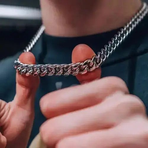 Jewelry Cuban Link Stainless Steel Necklace For Men in Silver