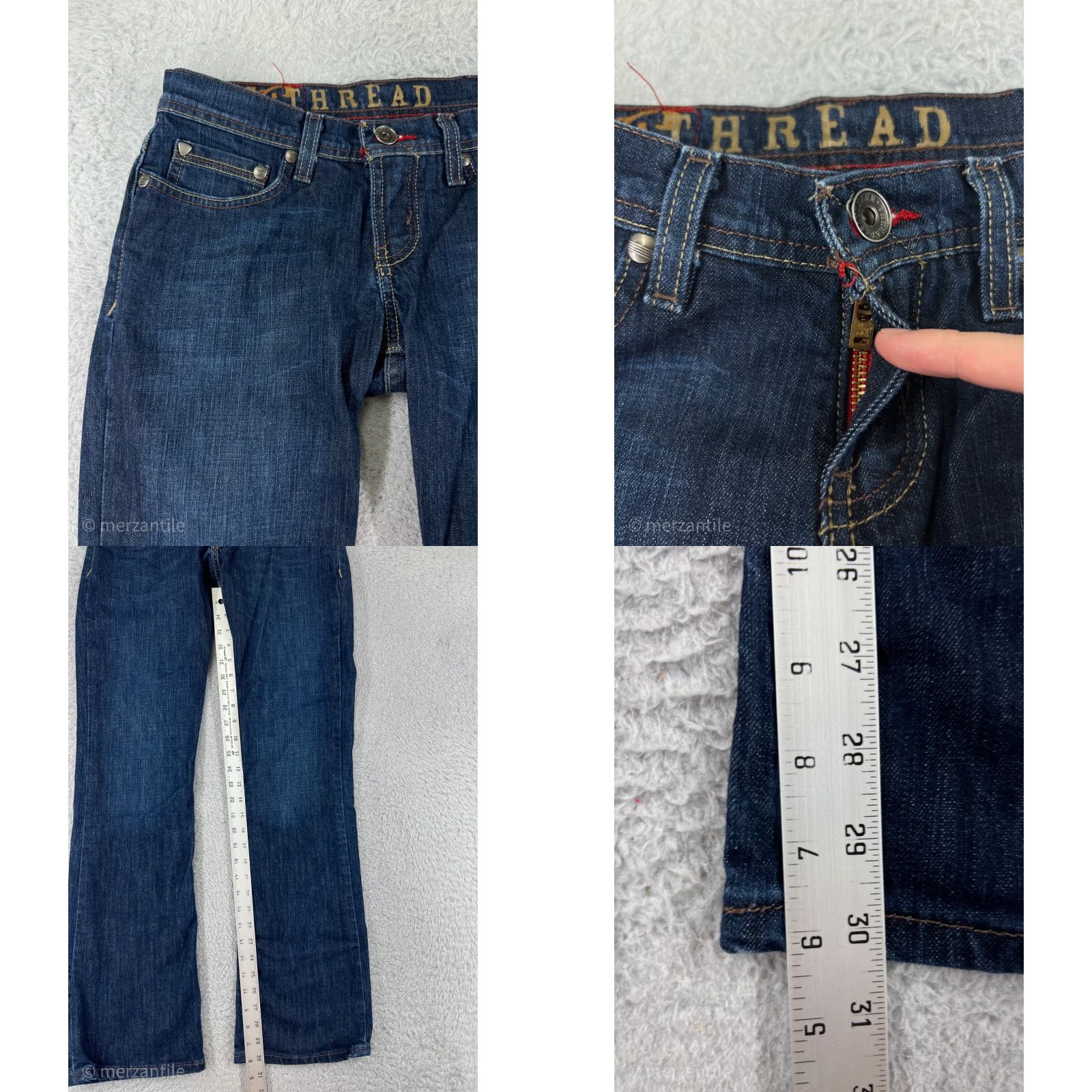 Vintage Southern Thread Jeans Women 27 Blue Denim Bootcut 5-Pocket Embroidered Rhinestone Dark Wash Stretch Jeans Womens Size 27" / US 4 / IT 40 - 8 Thumbnail