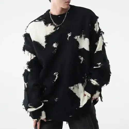 Aran Isles Knitwear Retro hip hop star distressed oversized sweater knitwear Size US L / EU 52-54 / 3 - 2 Thumbnail
