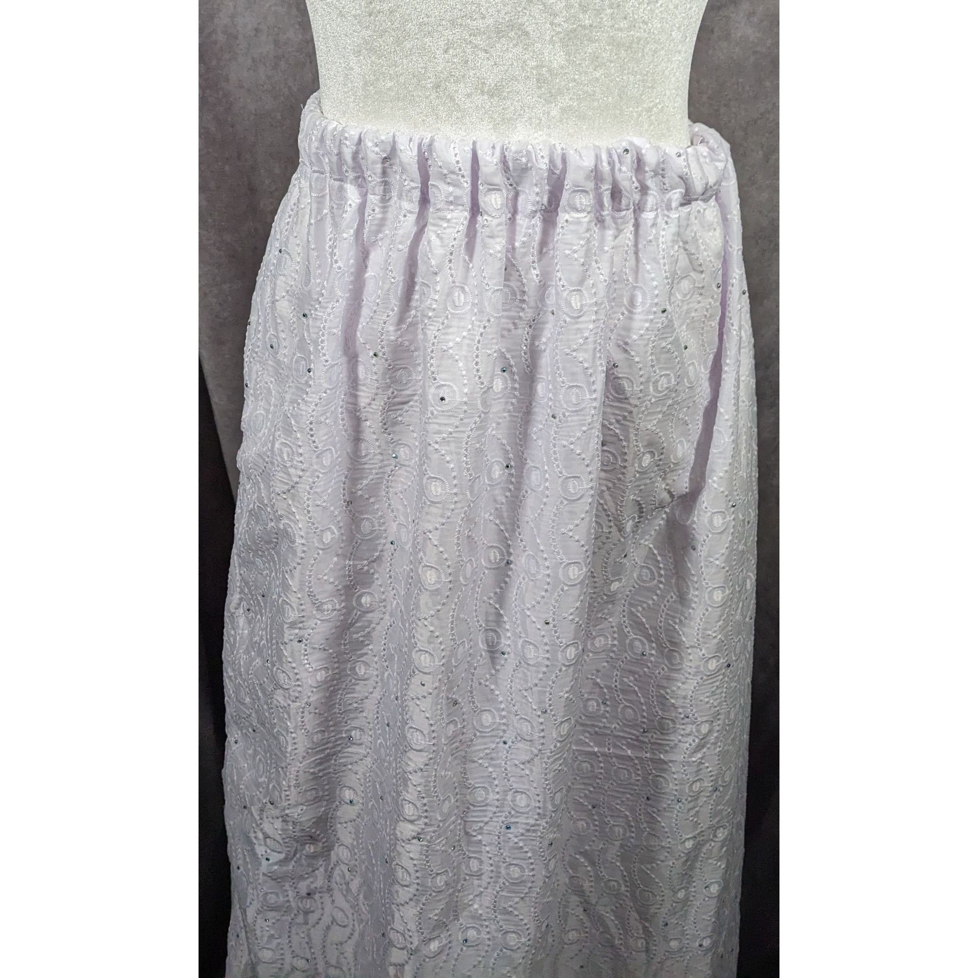 Handmade Handmade Floral Embroidered White With Purple Tint Maxi Skir Size 34" / US 12 / IT 48 - 12 Thumbnail