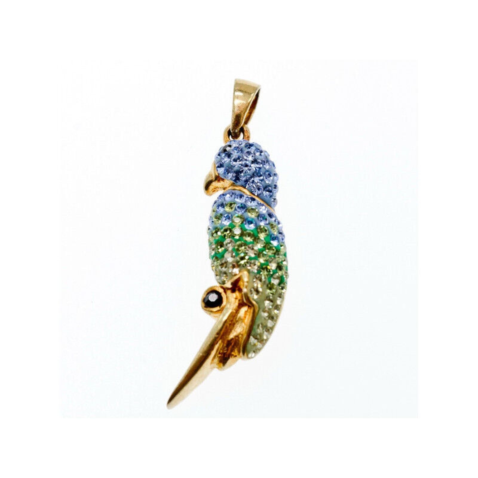 The Unbranded Brand 925 STERLING SILVER GOLD PLATED CZ & ENAMEL "PARROT" PENDANT Size ONE SIZE - 1 Thumbnail