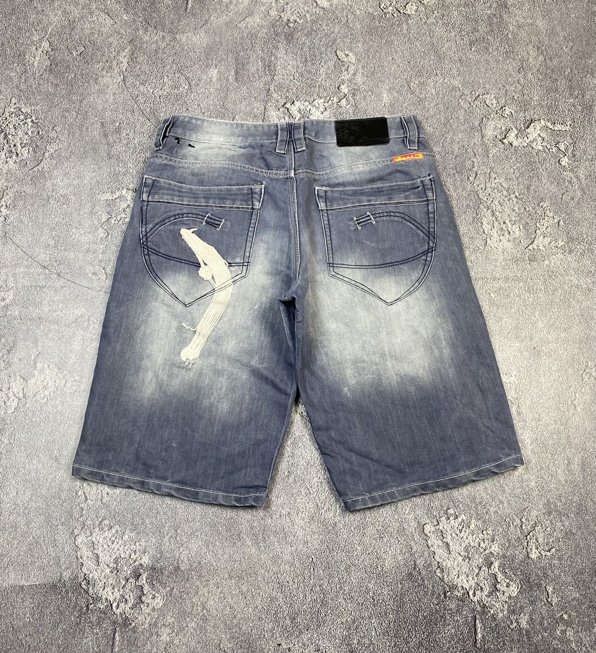 Y2K Baggy Grey Denim Shorts Rap Style 2000s Streetwear Y2K