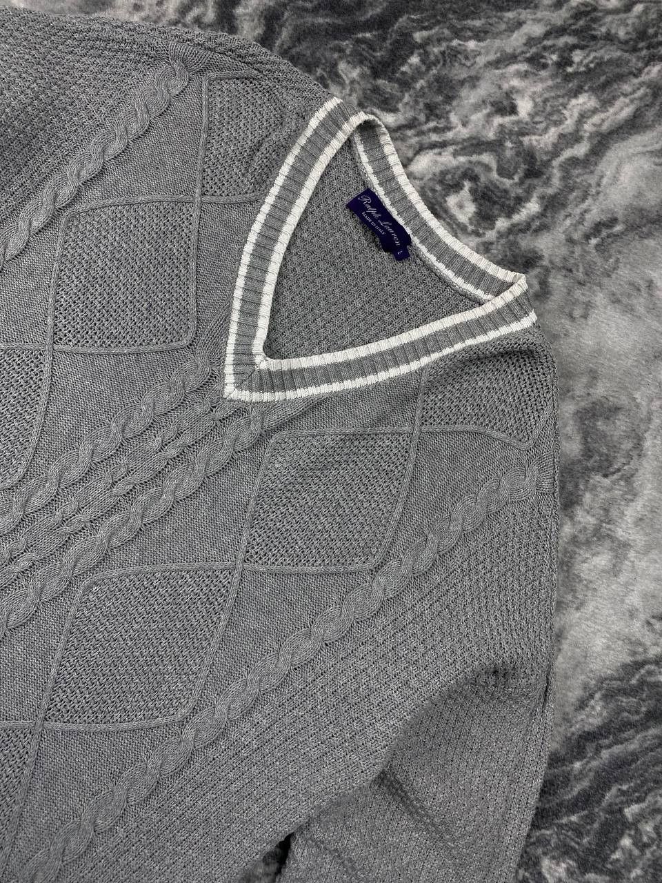 Ralph Lauren Purple Label Ralph Lauren Purple Label V Neck Cable Knit Silk Sweater Size US L / EU 52-54 / 3 - 2 Thumbnail