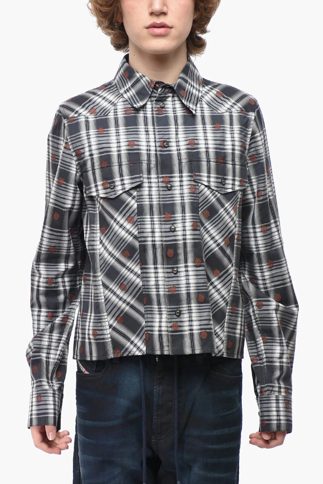 Off-White og1mm0526 Cotton-Blend Sahariana Shirt in Dark Gray/White Size US M / EU 48-50 / 2 - 1 Thumbnail