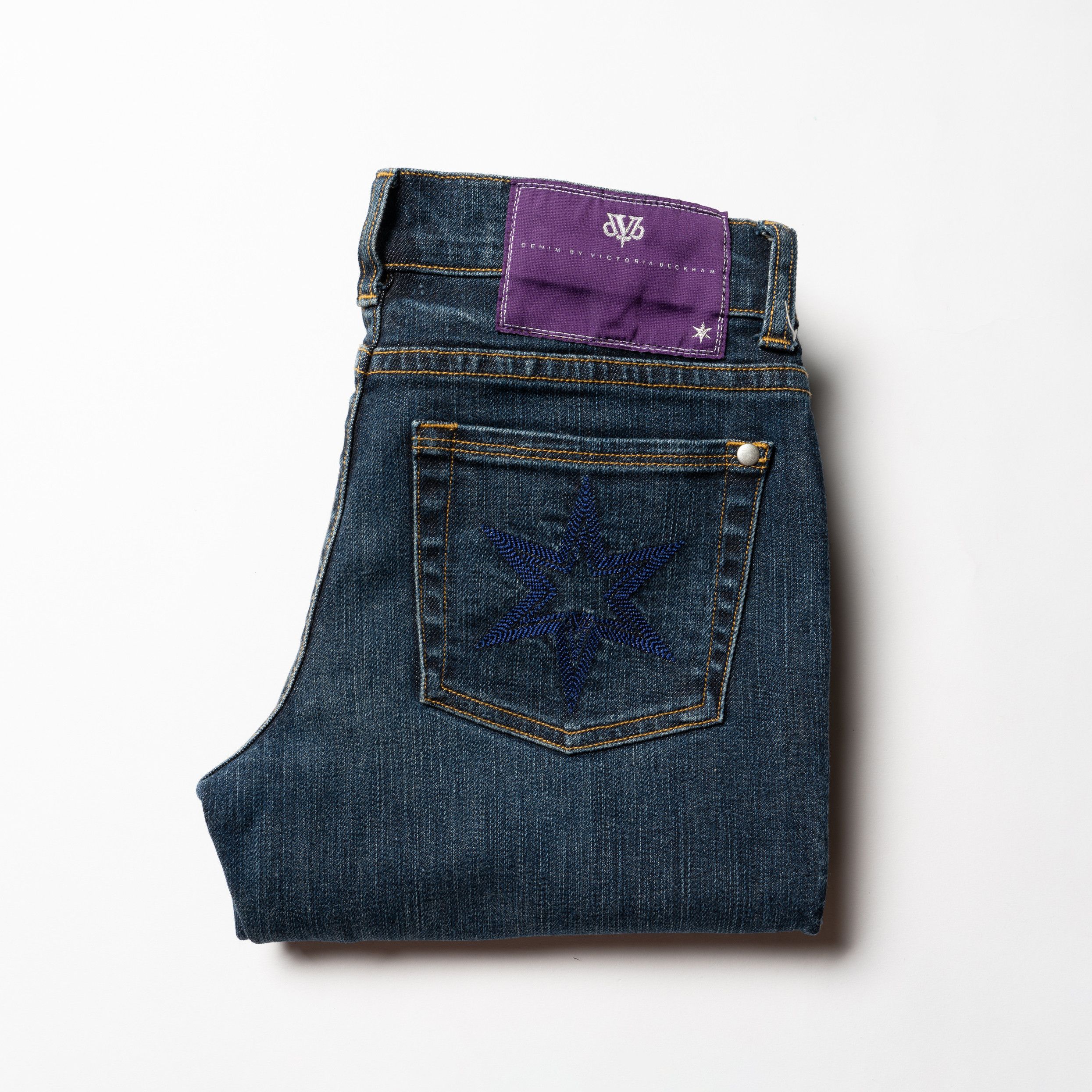 Victoria Beckham 🔴VICTORIA BECKHAM Vintage Blue Star Pocket Denim Jeans Size 24" / US 00 / IT 34 - 1 Thumbnail