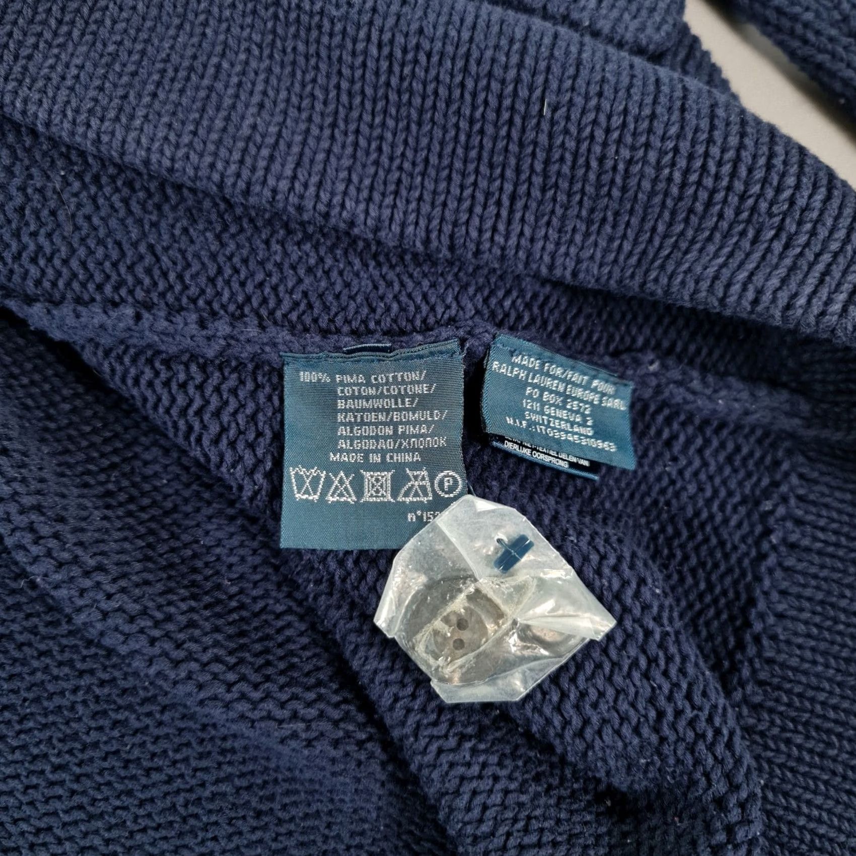 Polo Ralph Lauren Polo Ralph Lauren Cardigan Mens Navy Blue XL Shawl Neck Heavyweight Cotton Jumper Pockets Size US XL / EU 56 / 4 - 7 Thumbnail