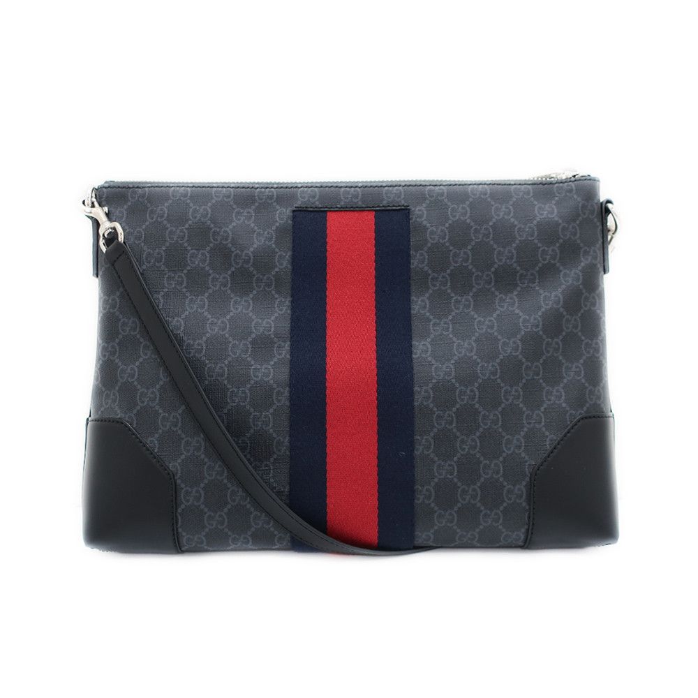 image of Gucci GG Supreme Shoulder Bag Black Gray, Women's