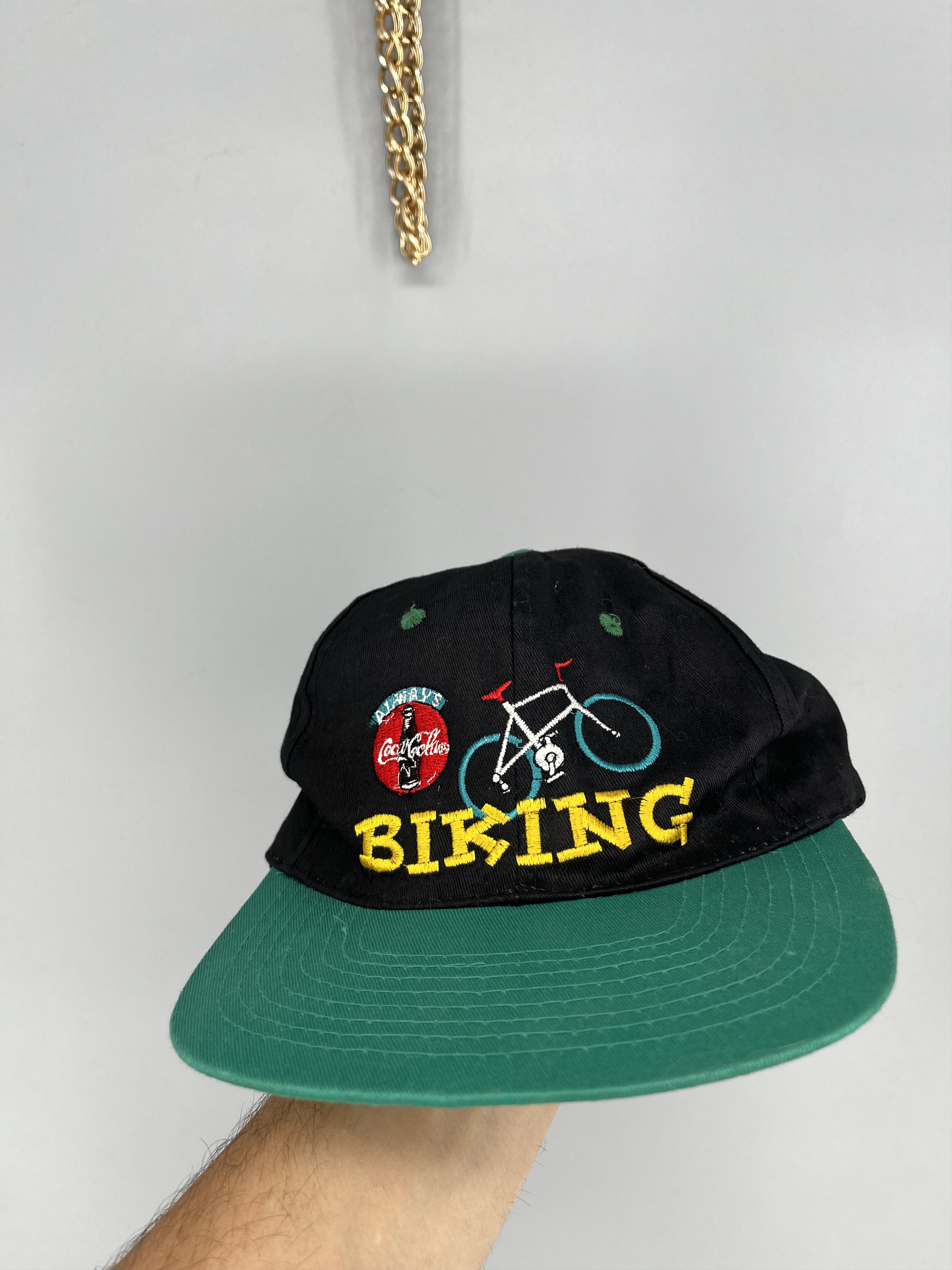 Coca Cola Vintage COCA-COLA Biking Cap One Size Black Green Big Log Size ONE SIZE - 4 Thumbnail
