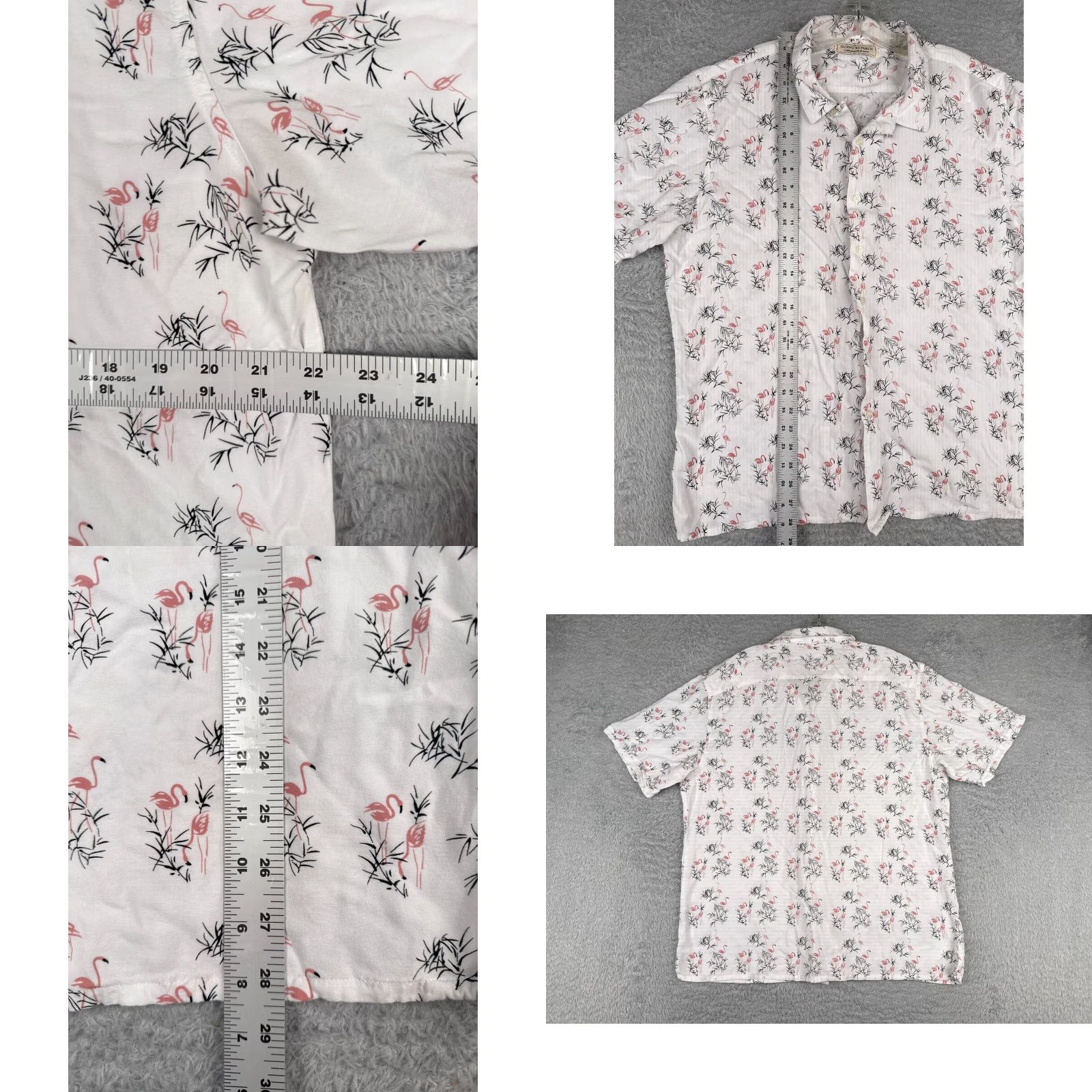 Gloverall VINTAGE Island Republic Shirt Men 2XL White Flamingo All Over Print Button Up Rayon Size US XXL / EU 58 / 5 - 8 Thumbnail
