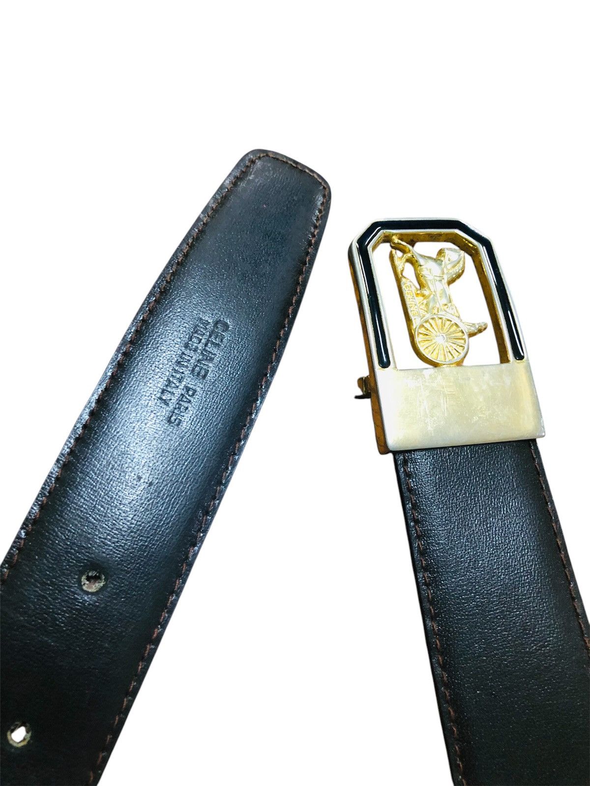 Celine × Designer Vintage Celine Leather Belt (unisex) Size 30 - 15 Thumbnail