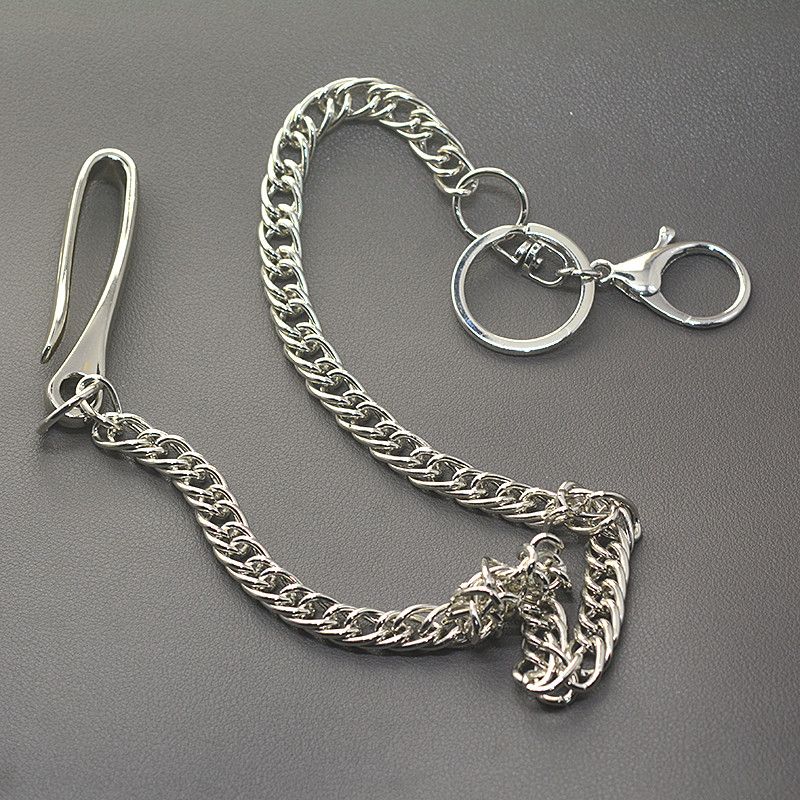 Japanese Brand Long Silver Biker Pants Chain 10mm Curl Keychain Style Size ONE SIZE - 3 Thumbnail