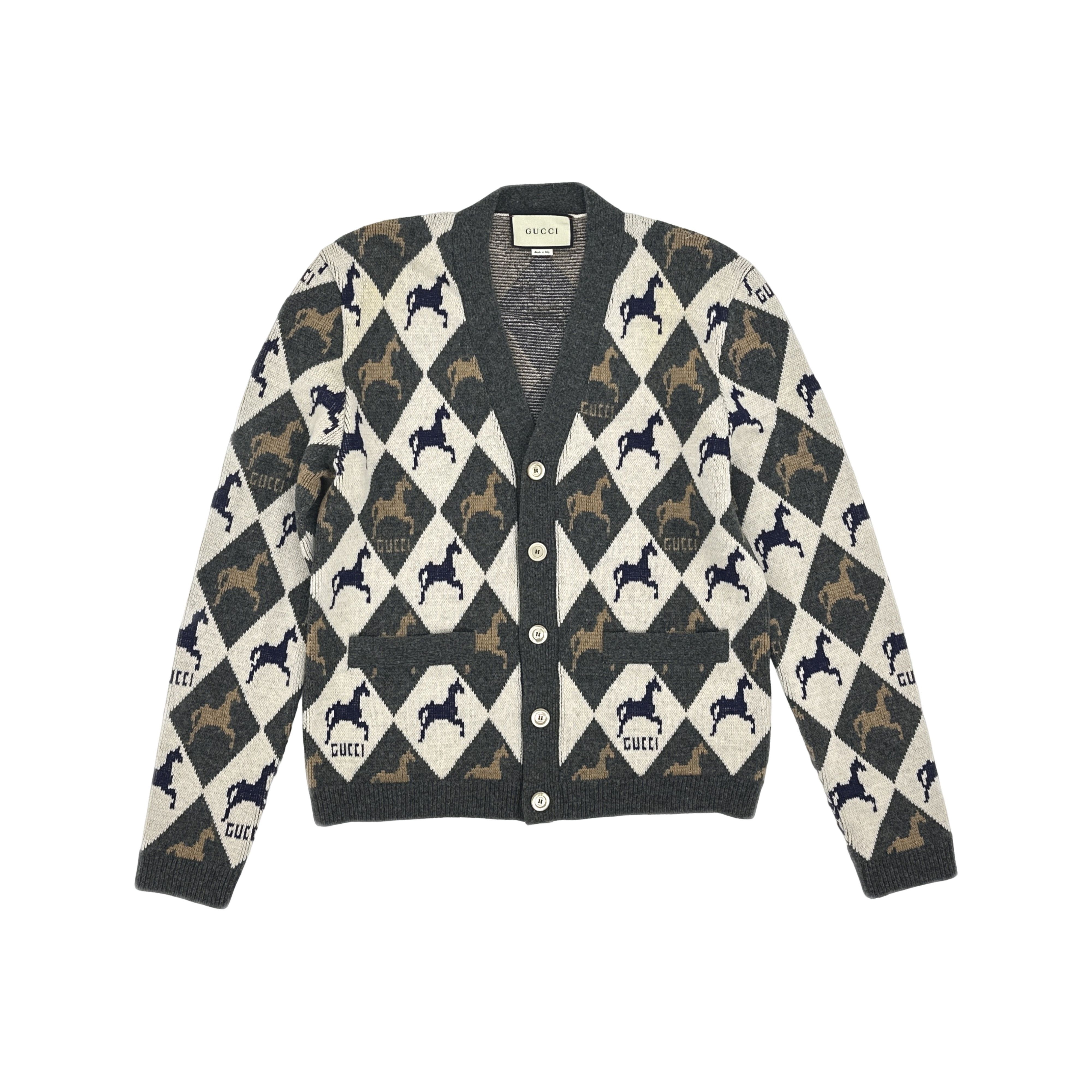 Gucci Gucci Horse Argyle Wool Cardigan US XS Size US XS / EU 42 / 0 - 1 Thumbnail