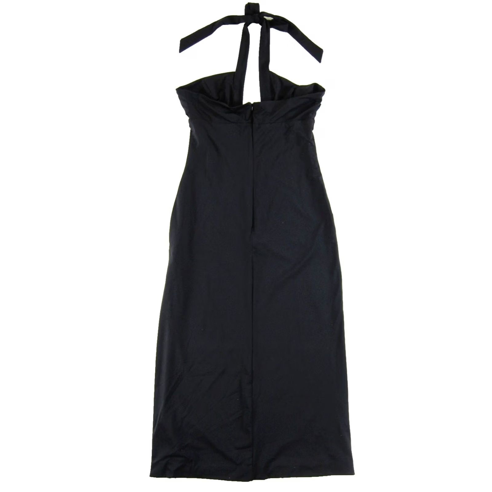Vintage BARDOT Guilia Midi Dress NWT Black Halter Tie-Neck Side Slit Hidden Back-Zip 6/M Size M / US 6-8 / IT 42-44 - 5 Thumbnail