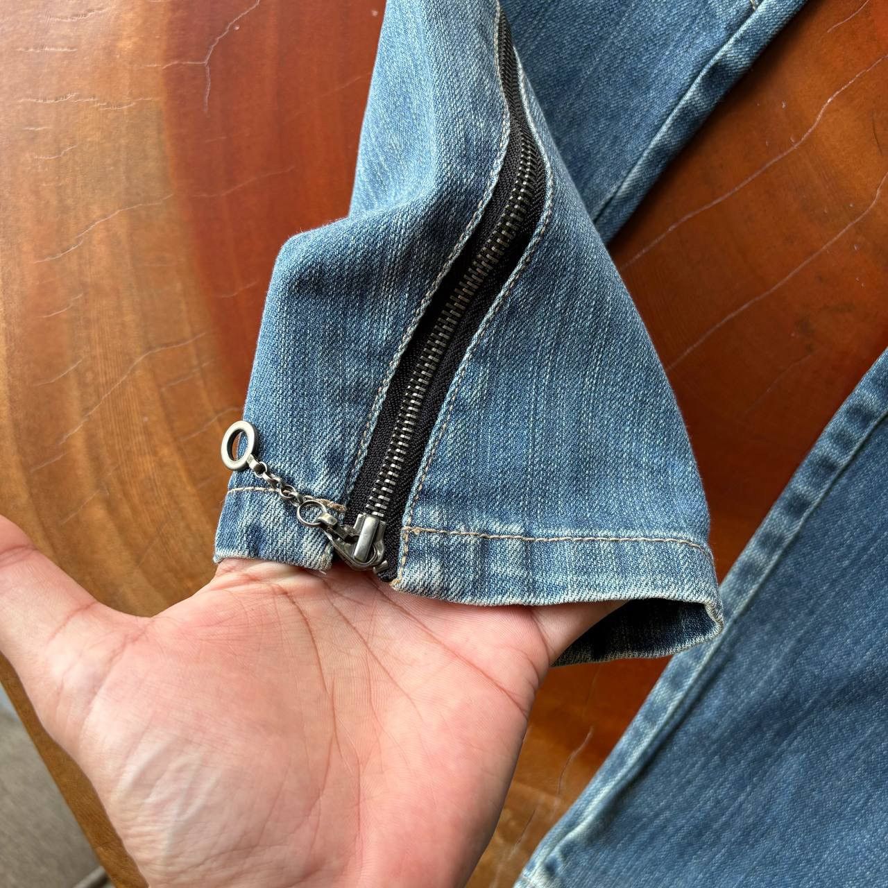 PPFM PPFM Biker Multipocket Zipper Stud Blue Jeans Pants Size US 31 - 11 Thumbnail