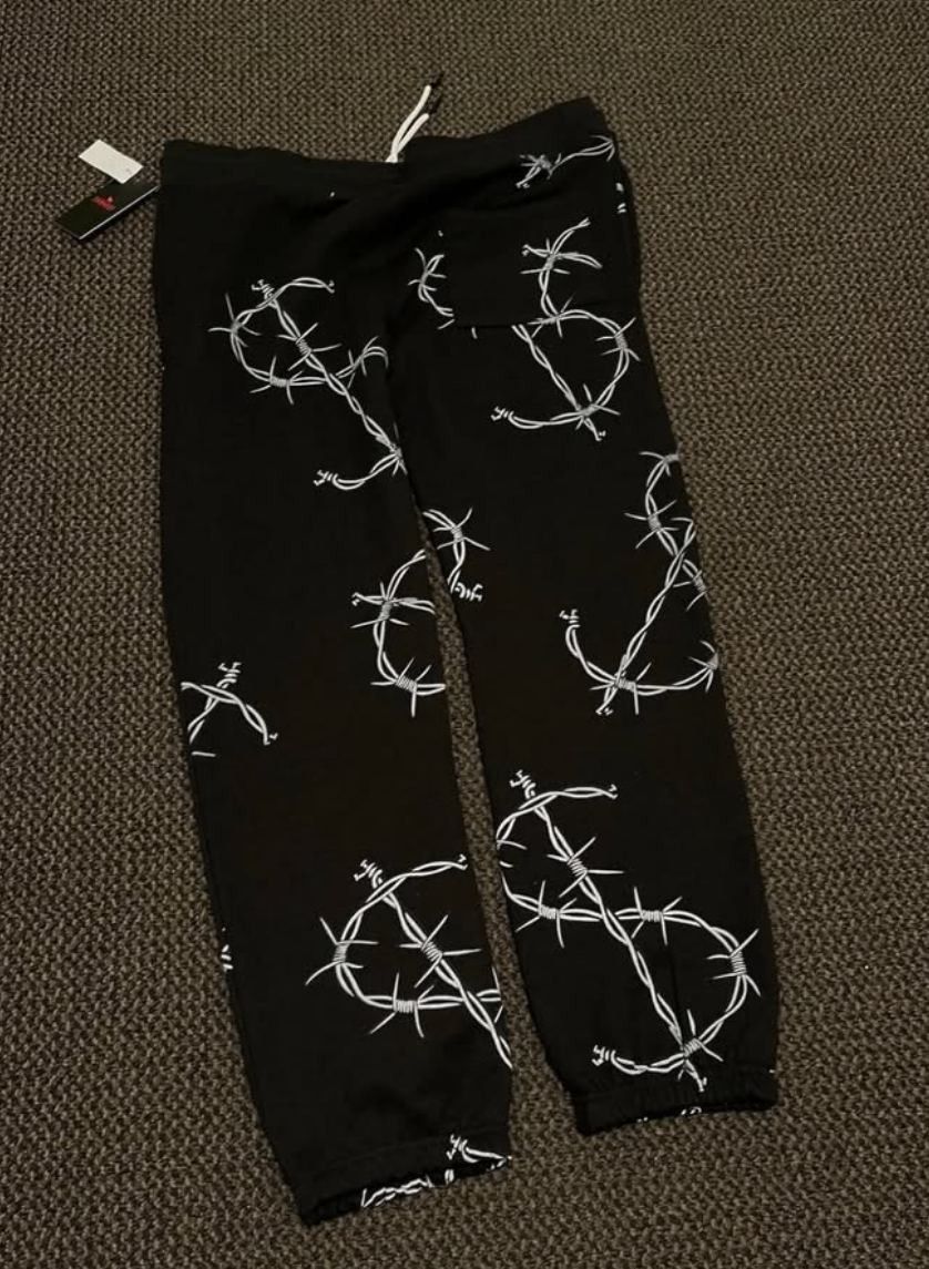 Other Men's Barbed Wire Print Joggers with Light Fleece Lining Size US 34 / EU 50 - 2 Thumbnail