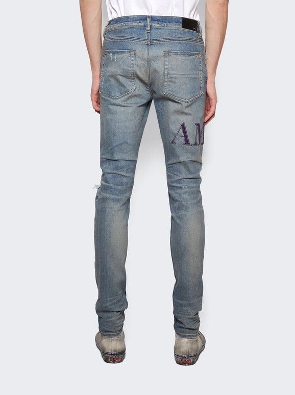 Amiri o1gr1nt0924 Serif Logo Jeans in Clay Indigo Size US 28 / EU 44 - 5 Thumbnail