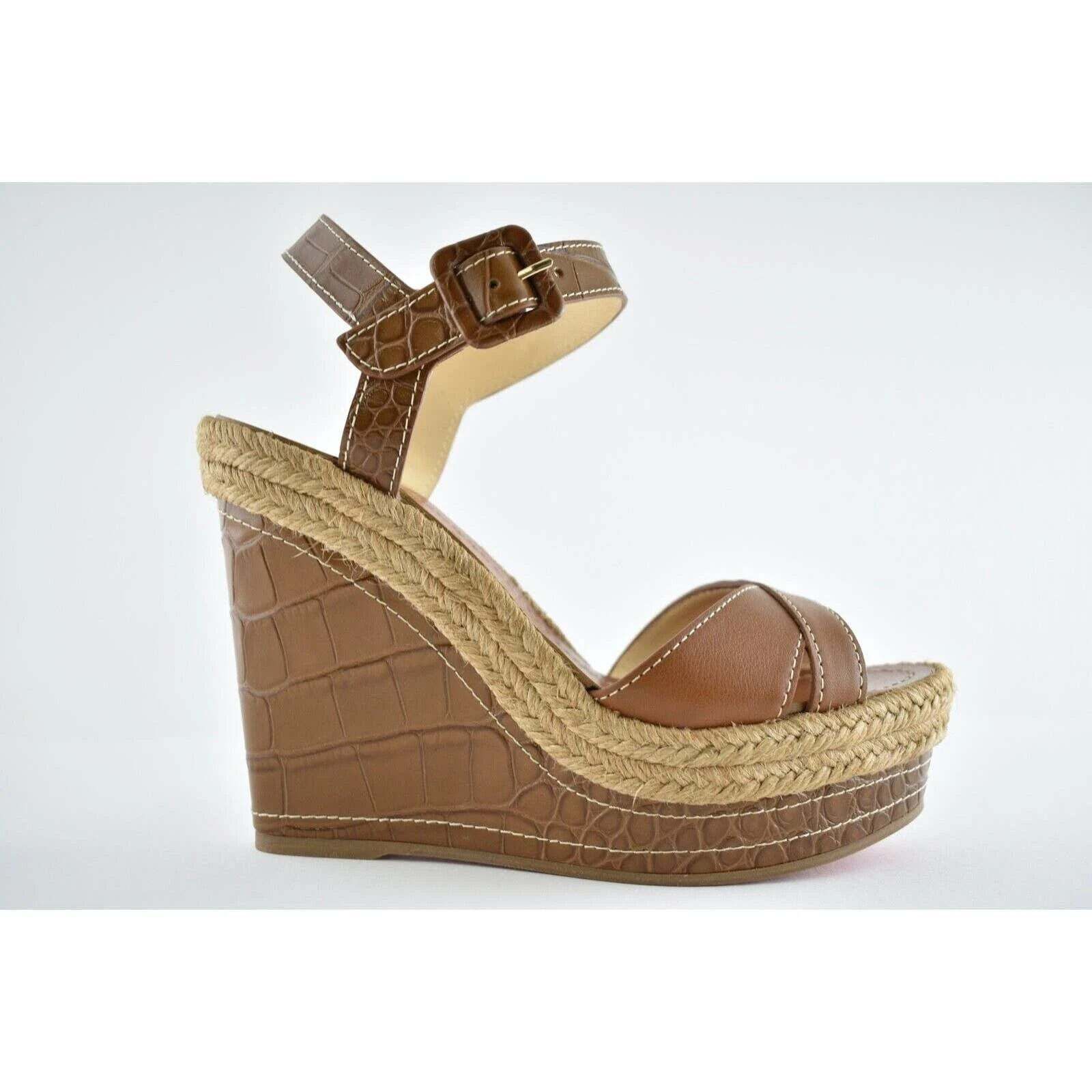Christian Louboutin Almerio 120 Croc Brown Platform Wedge Sandal Heel Pump 41 Size US 11 / IT 41 - 2 Thumbnail