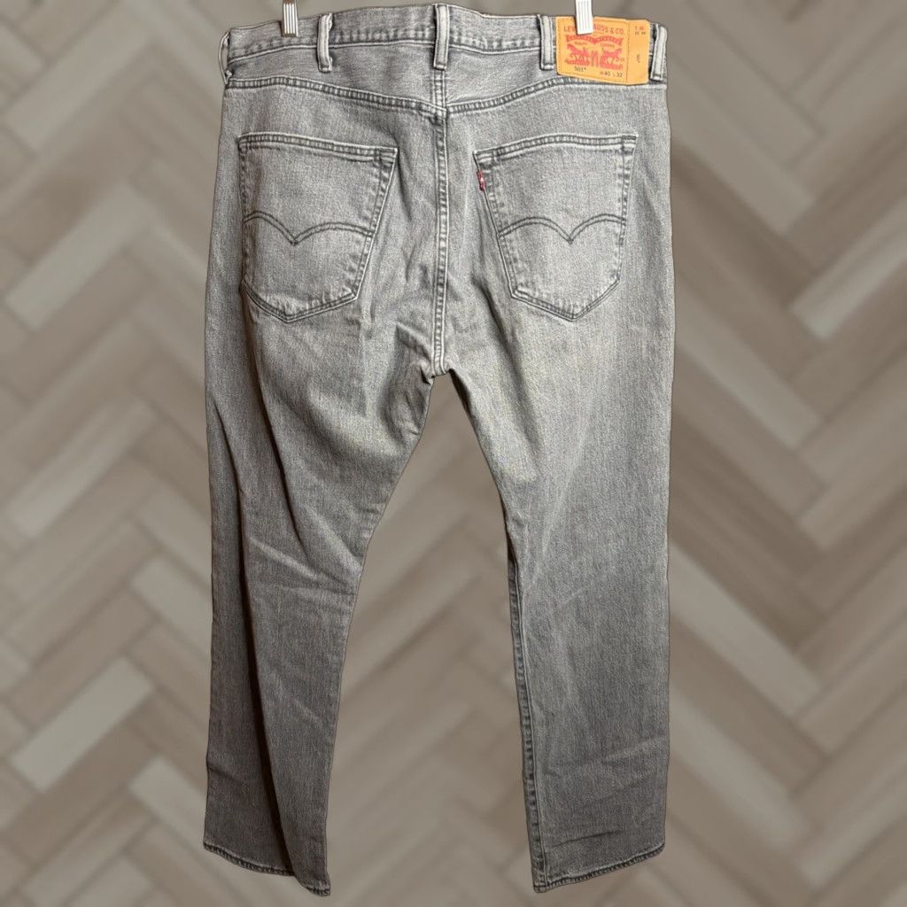 Levi's Levi's 501 Jeans Mens 40x32 Straight Button Fly 5-Pocket Denim Gray Size US 40 / EU 56 - 1 Thumbnail