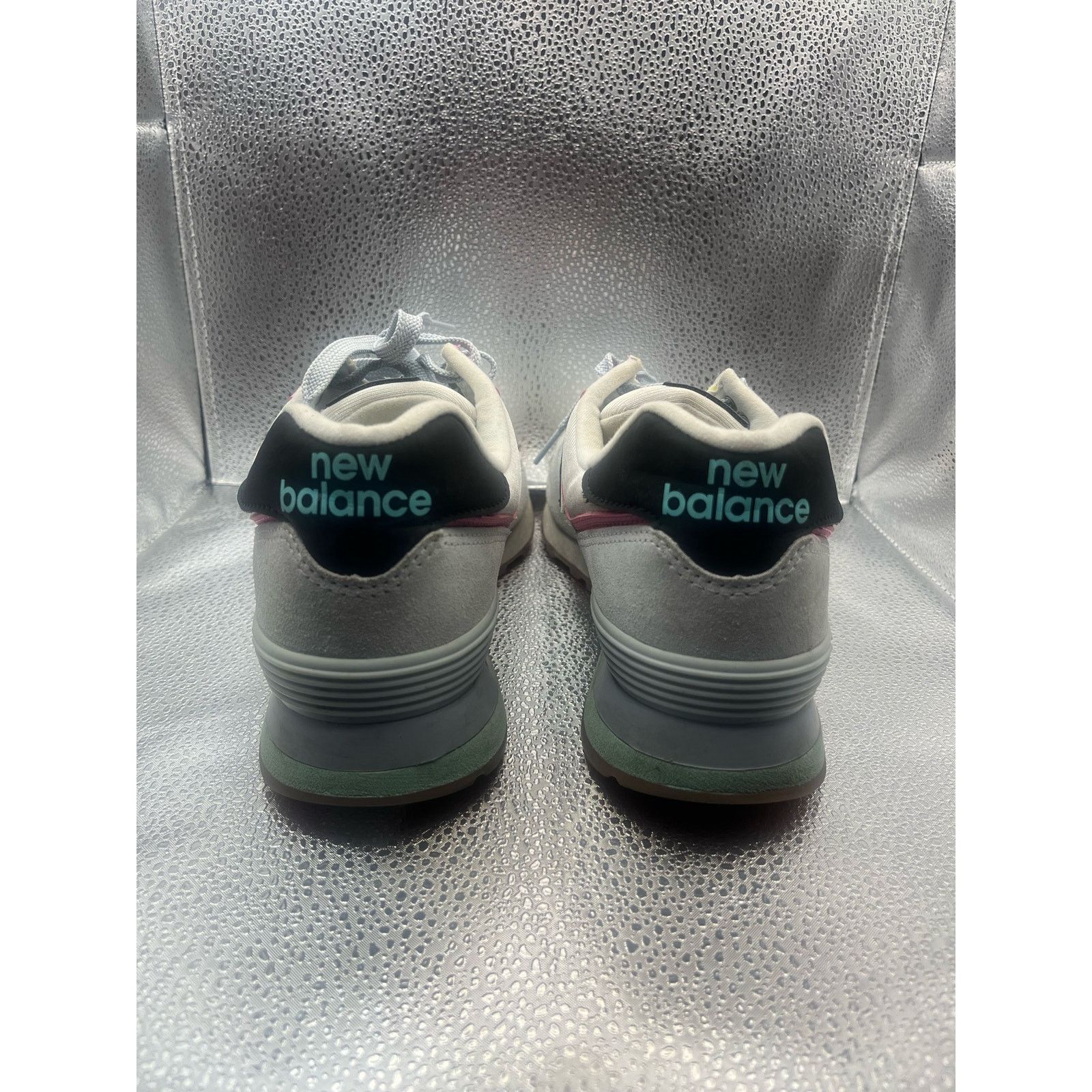 Womens New Balance 574 SAT Silver Green Pink Sneakers 11